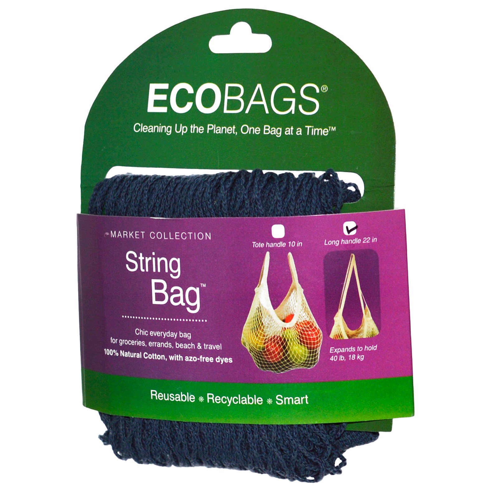 Comprar ECOBAGS, Saco de Corda, Coleção do Mercado, Punho 22, Azul da Tempestade, 1 saco
