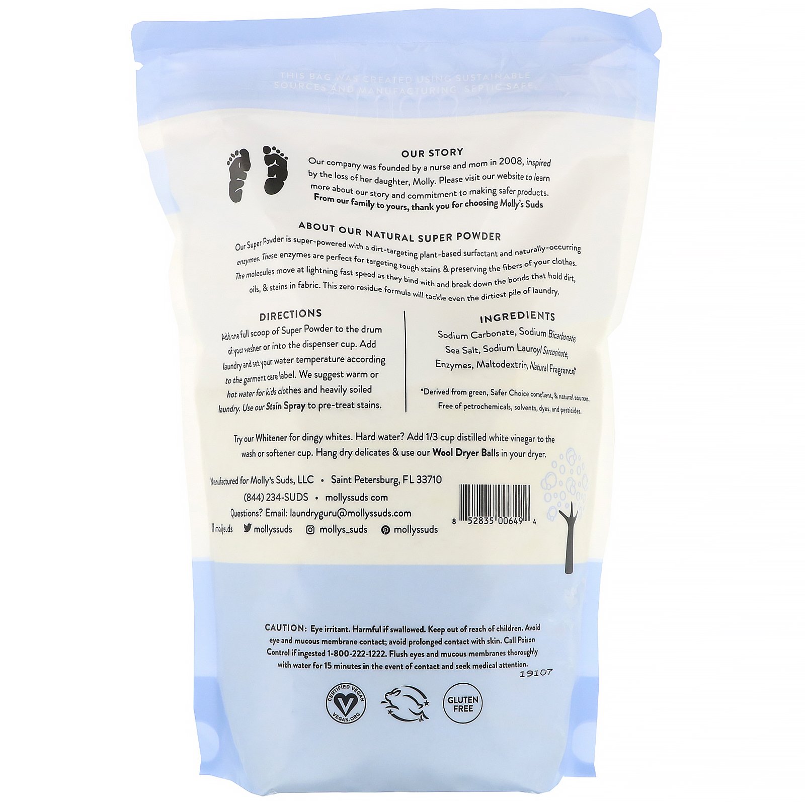 Comprar Molly's Suds, Super Pó, Detergente para Roupas, Névoa do Oceano, 60 Cargas, 60 oz - Imagem 2