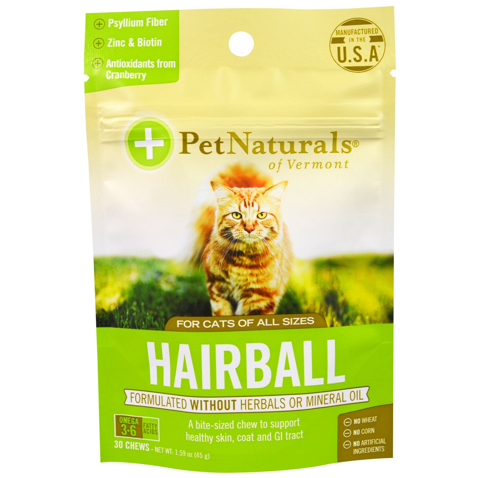 Comprar Pet Naturals of Vermont, Hairball, Para Gatos, 30 Petiscos, 45 g (1,59 oz)