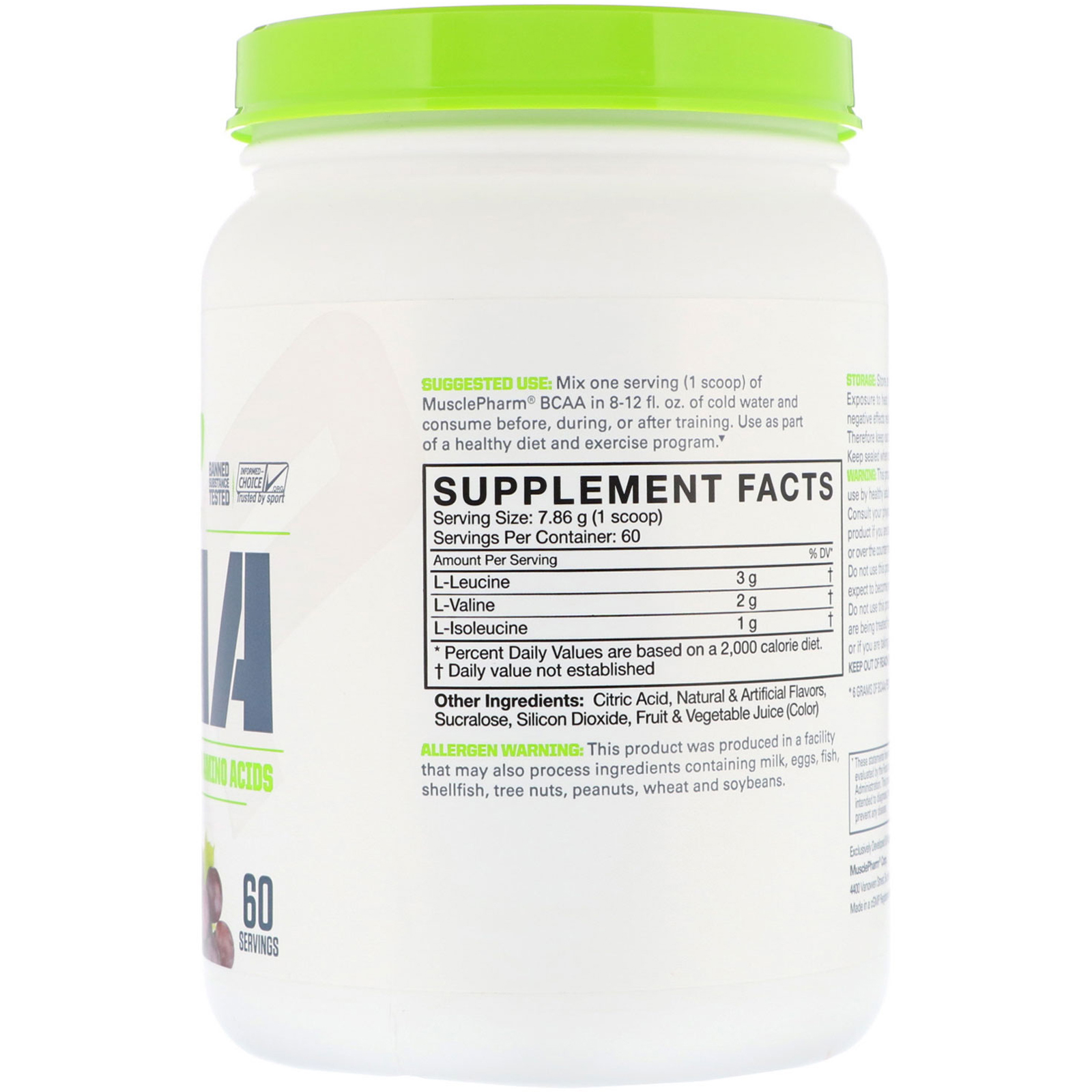 Comprar MusclePharm, Essentials, BCAA, Grape, 1.04 lb (471.6 g) - Imagem 2