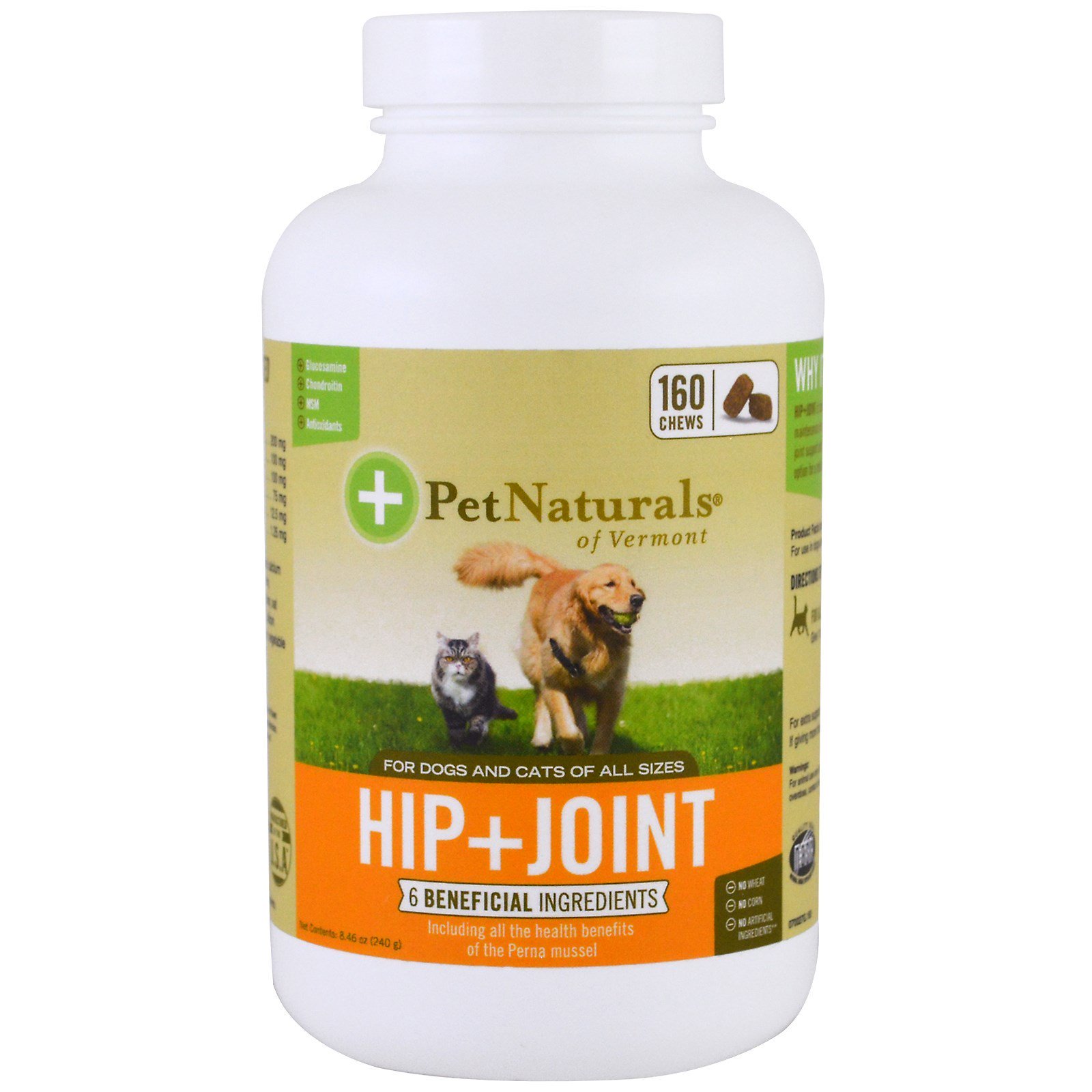Comprar Pet Naturals of Vermont, Hip + Joint, Para Cães e Gatos, 160 Pastilhas Mastigáveis