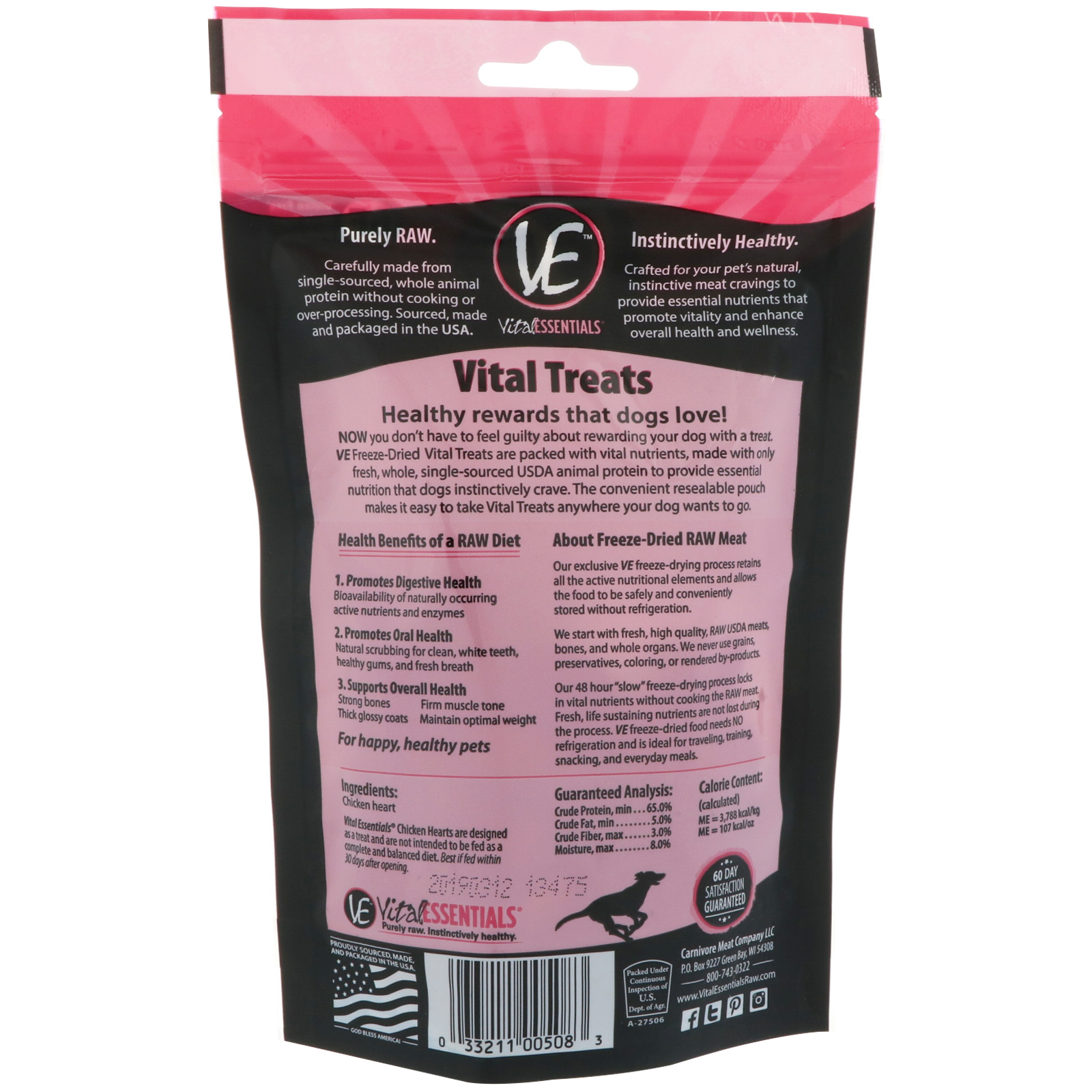 Comprar Vital Essentials, Petiscos Caninos Liofilizados, Coração de Frango, 1,9 oz (53.9 g) - Imagem 2