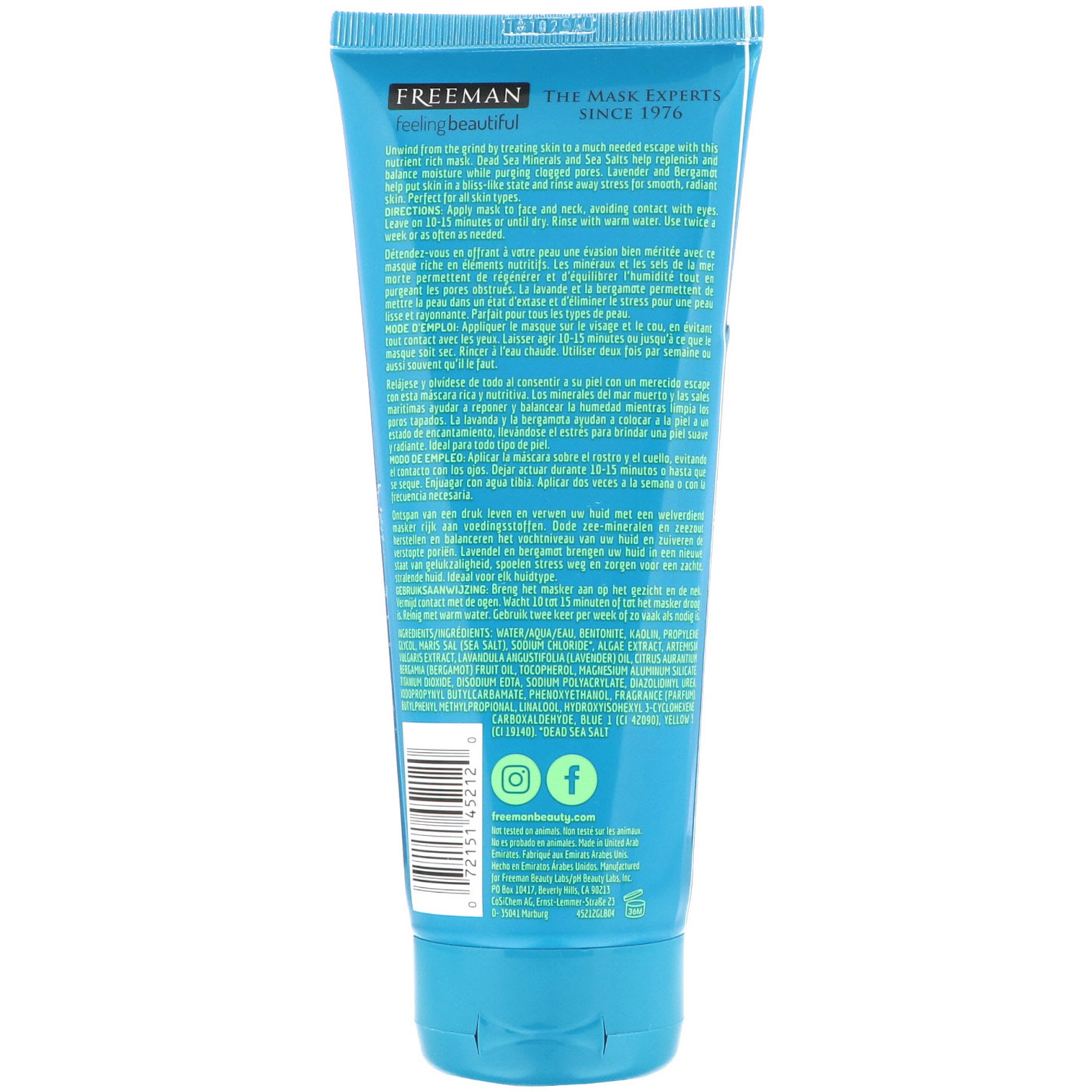 Comprar Freeman Beauty, Feeling Beautiful, Máscara de Argila Anti Estresse, Minerais do Mar Morto, 6 fl oz (175 ml) - Imagem 2