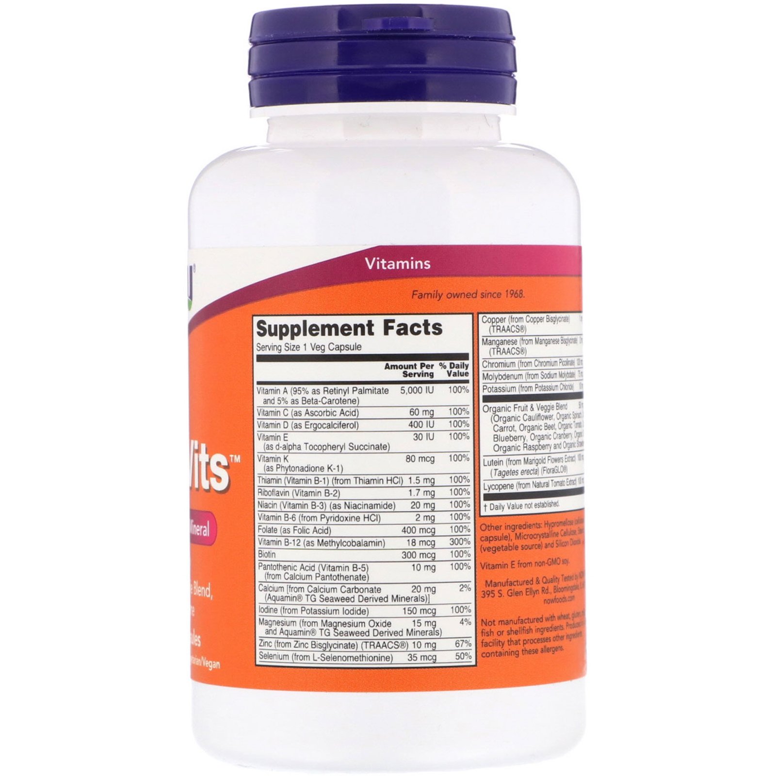 Comprar Now Foods, Daily Vits, Multivitamínico e Minerais, 120 Cápsulas Vegetarianas - Imagem 2