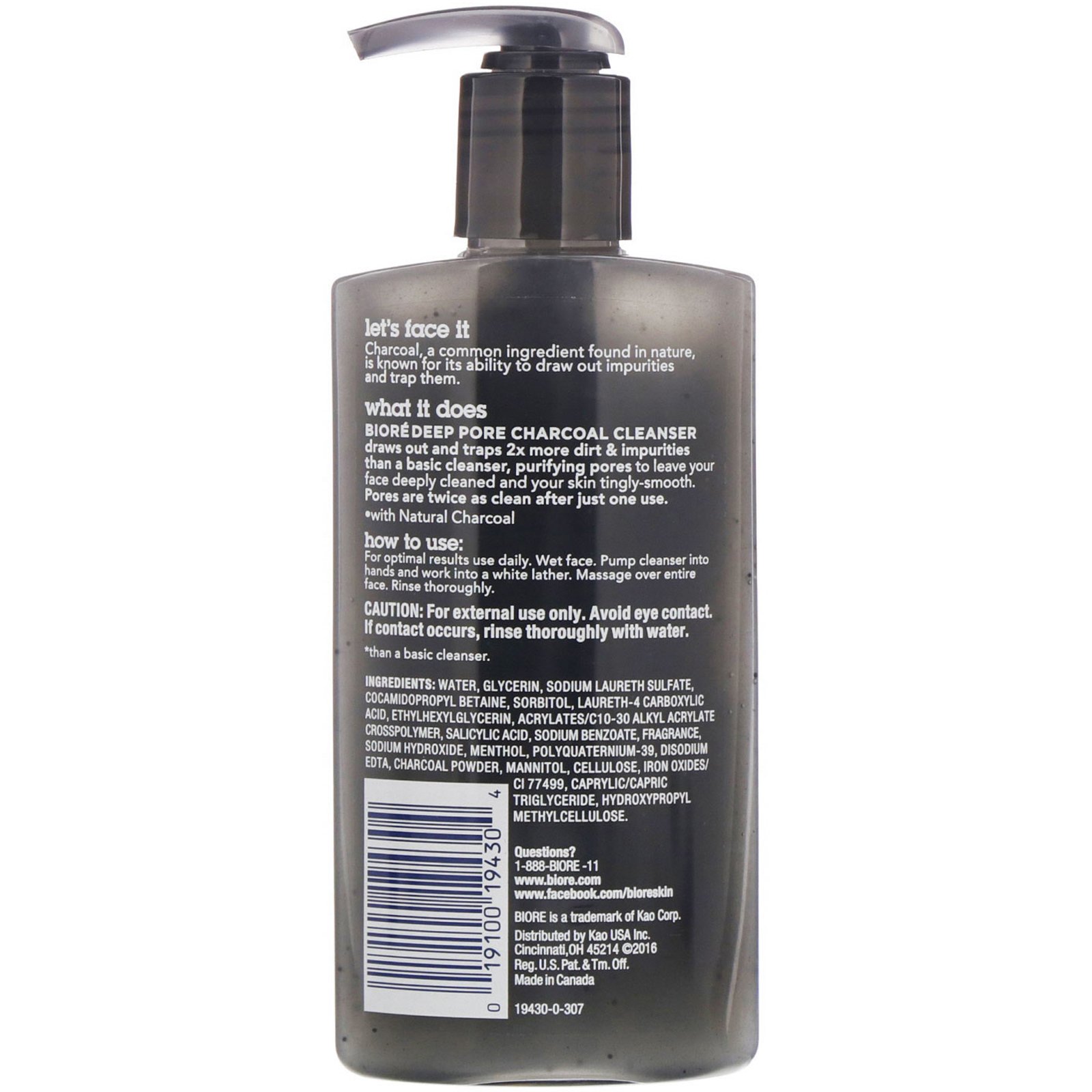 Comprar Biore, Limpador de poros de ação profunda com carvão vegetal, 6,77 fl oz (200 ml) - Imagem 2