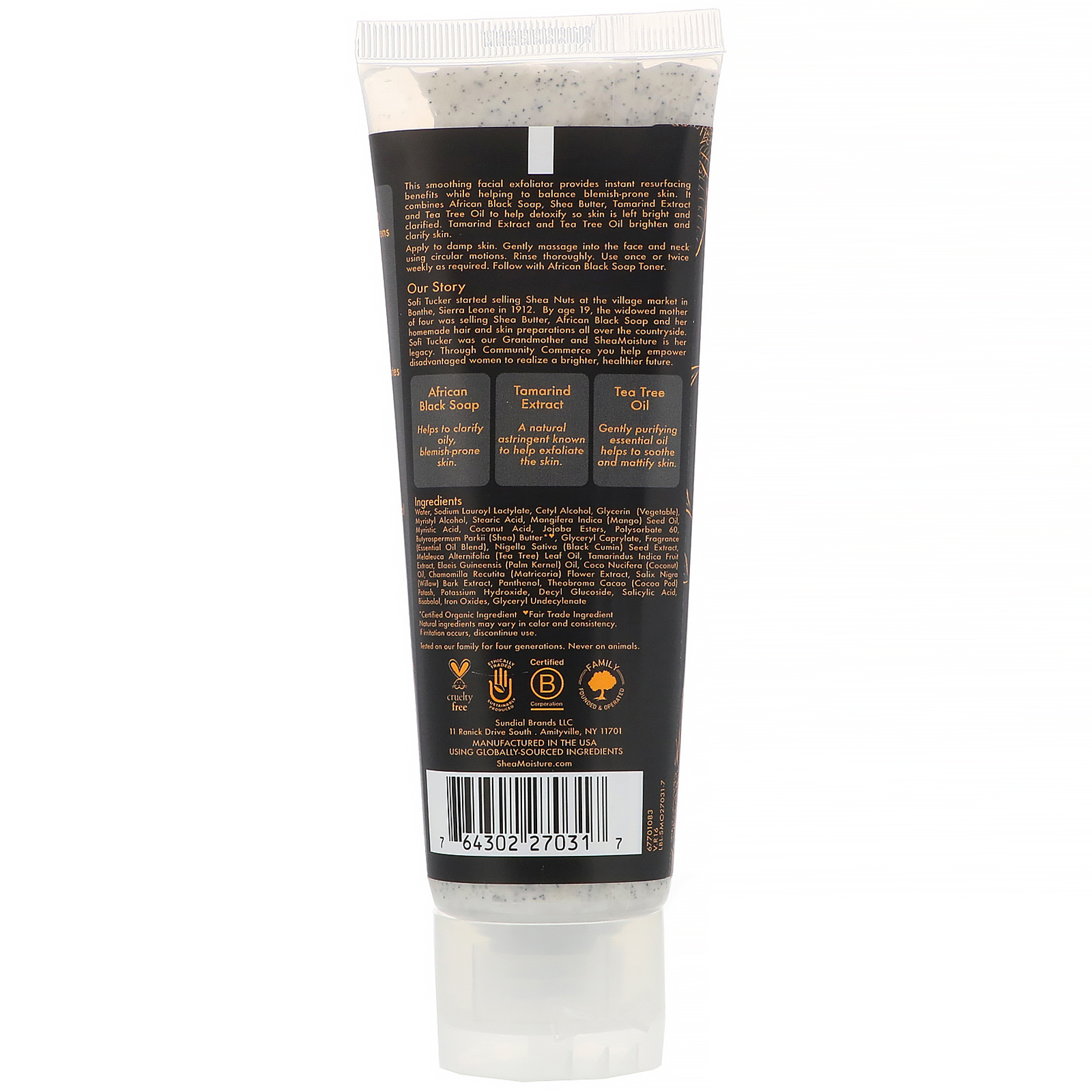 Comprar SheaMoisture, Sabonete Escuro Africano, Sabonete Facial Cremoso Clareador e Esfoliante, 113 g (4 oz) - Imagem 2