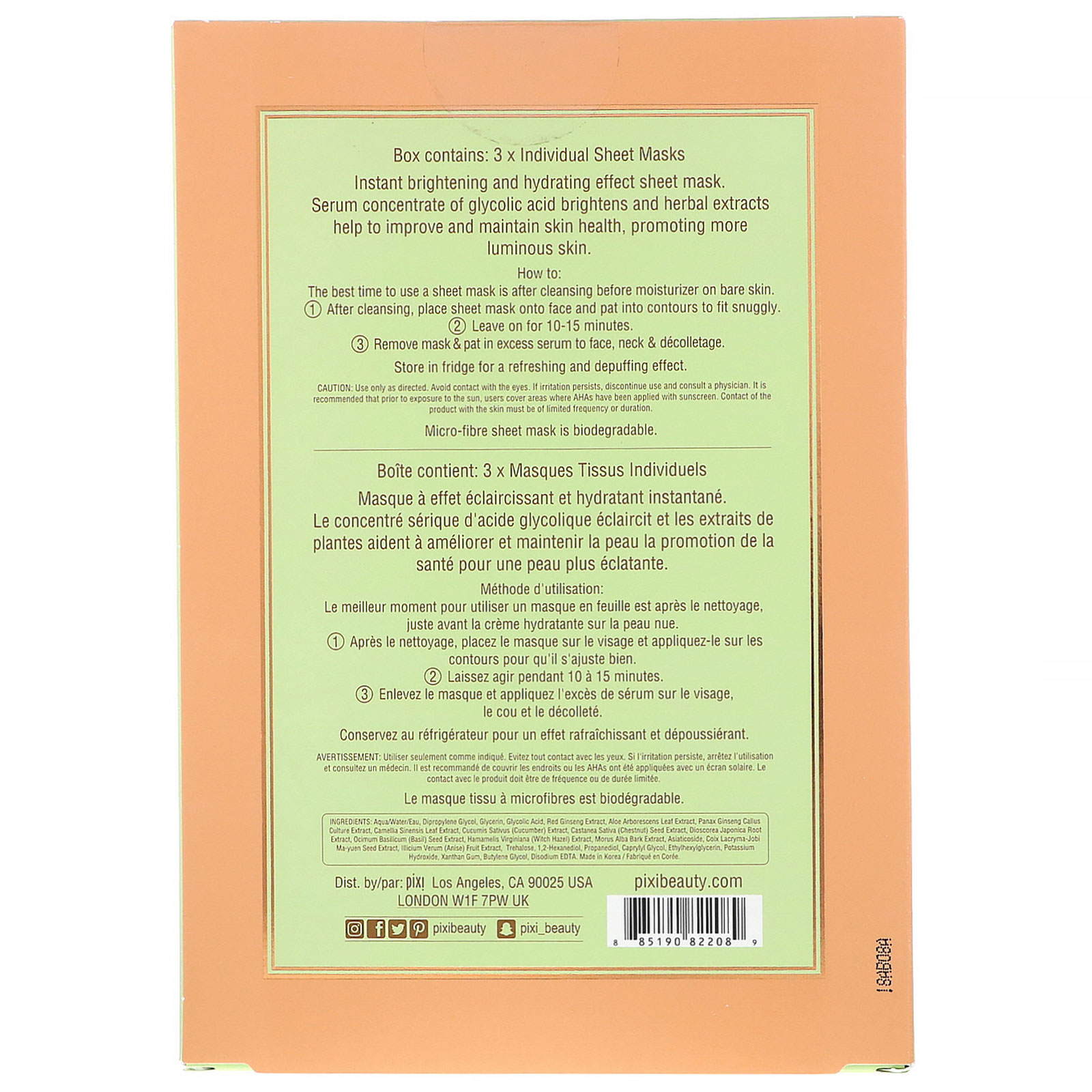 Comprar Pixi Beauty, Skintreats, Glow Glycolic Boost, Brightening Infusion Sheet Mask, 3 Sheets, 0.80 oz (23 g) Each - Imagem 2