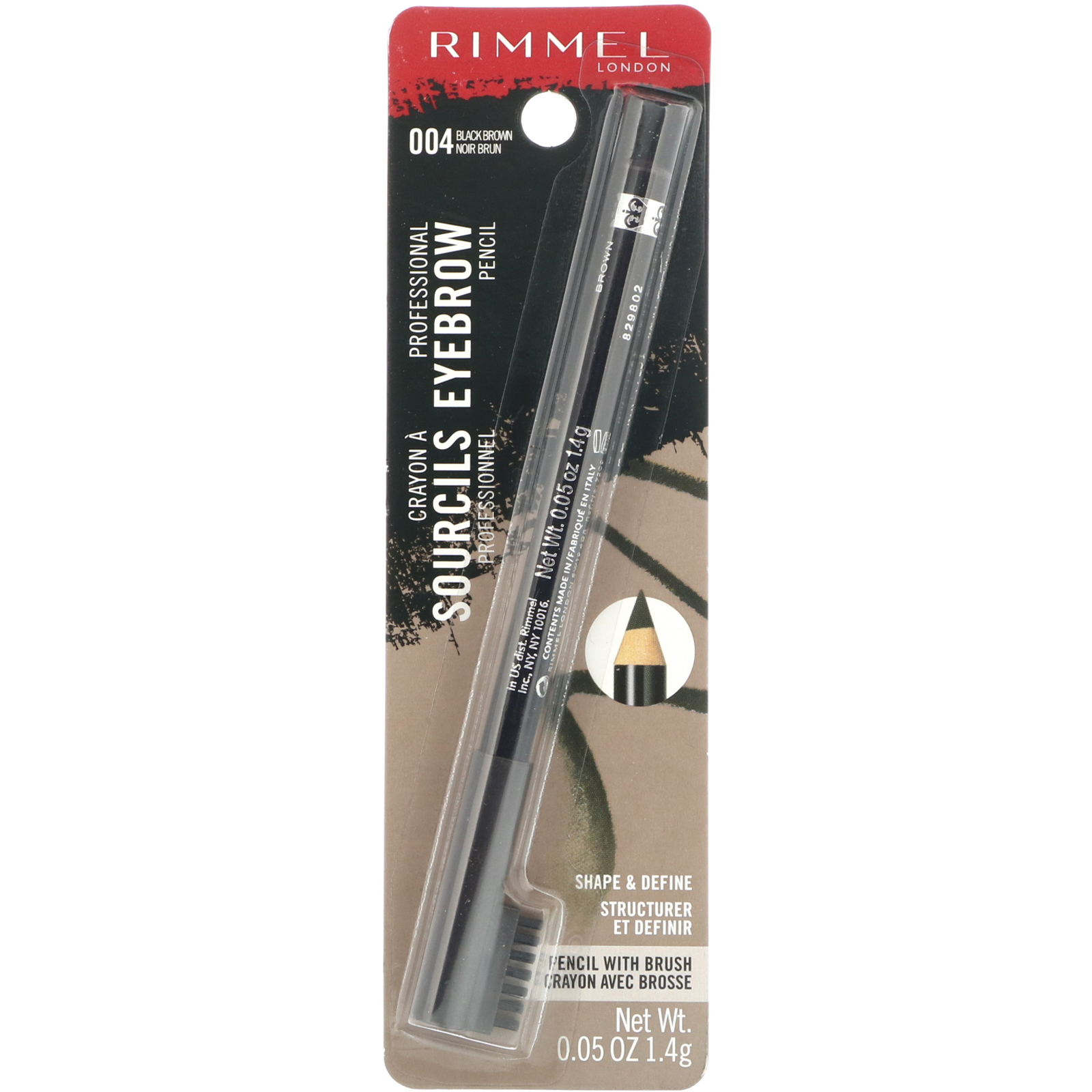 Comprar Rimmel London, Lápis de sobrancelha profissional, 004 Marrom-preto, 1,4 g - Imagem 2