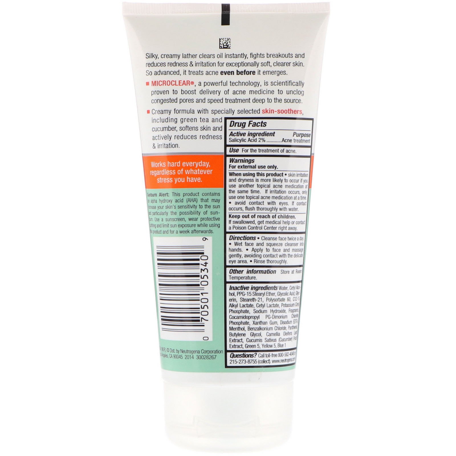 Comprar Neutrogena, Controle de Estresse para Acne Sem Óleo, Poderoso Creme de Limpeza, 6 fl oz (177 ml) - Imagem 2