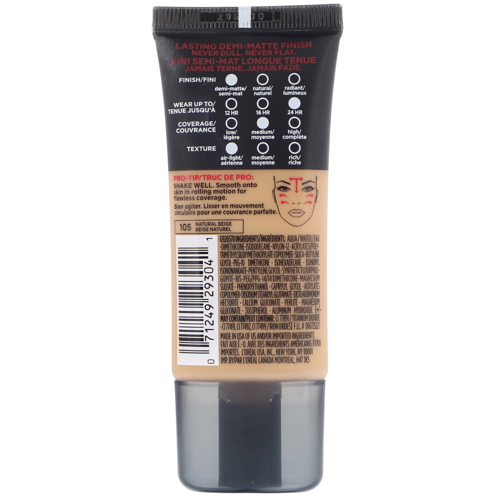 Comprar L'Oreal, Base Infallible Pro-Matte, Natural Beige 105, 30 ml - Imagem 2