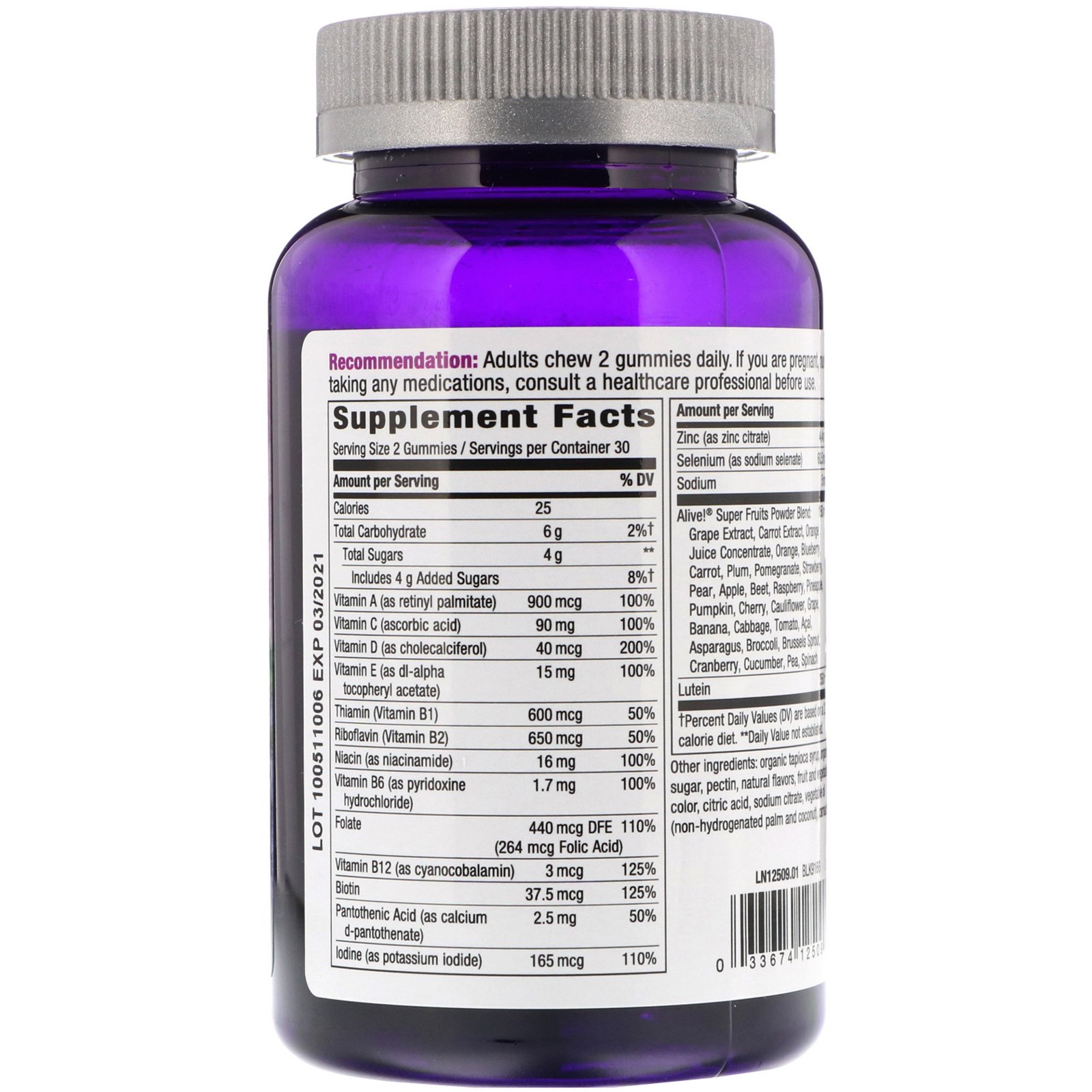 Comprar Nature's Way, Alive! Super Fruits Complete Multi, Women's 50+, Romã e Frutas Vermelhas, 60 Gomas - Imagem 2