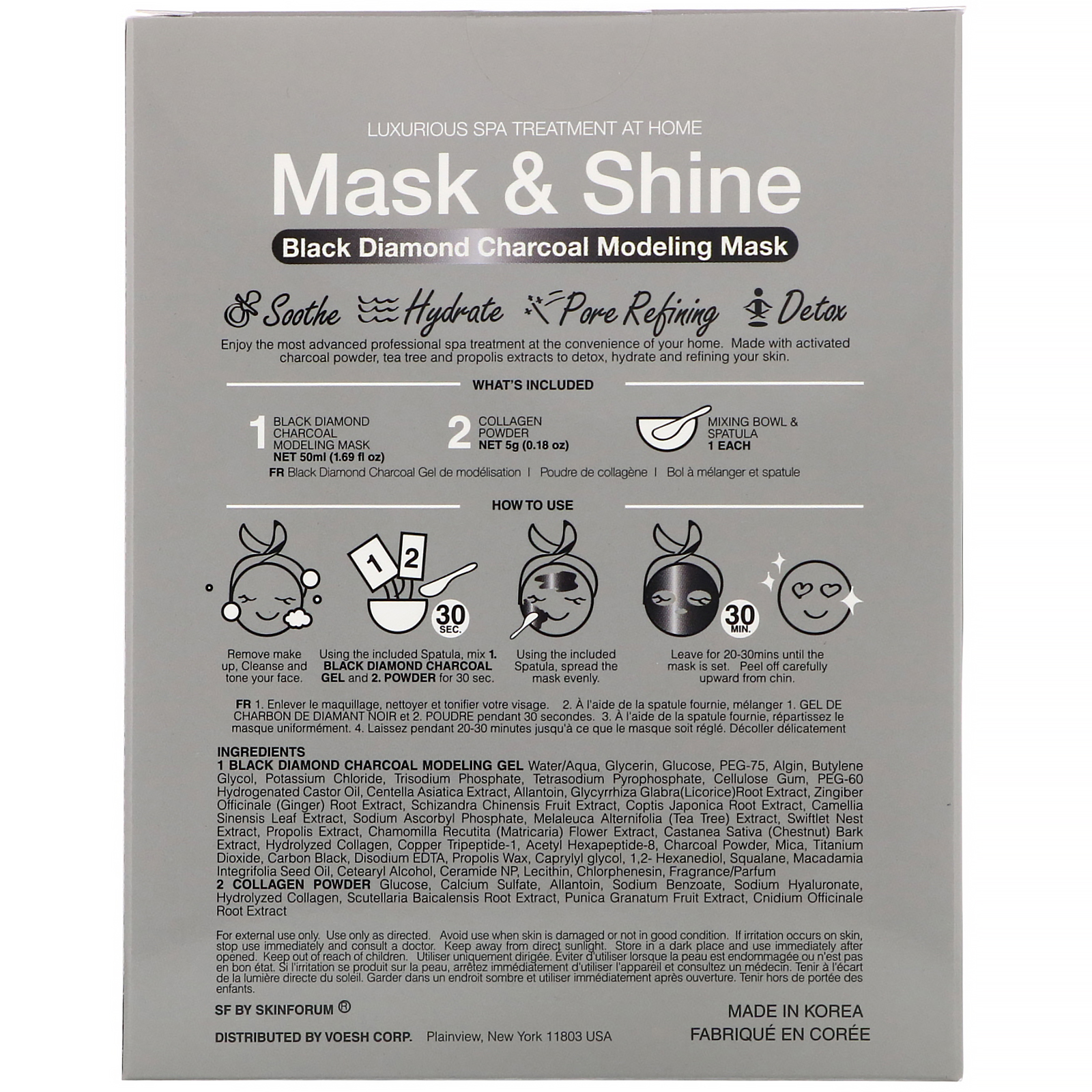 Comprar SFGlow, Mask & Shine, Black Diamond Charcoal Modeling Mask, 4 Piece Kit - Imagem 2