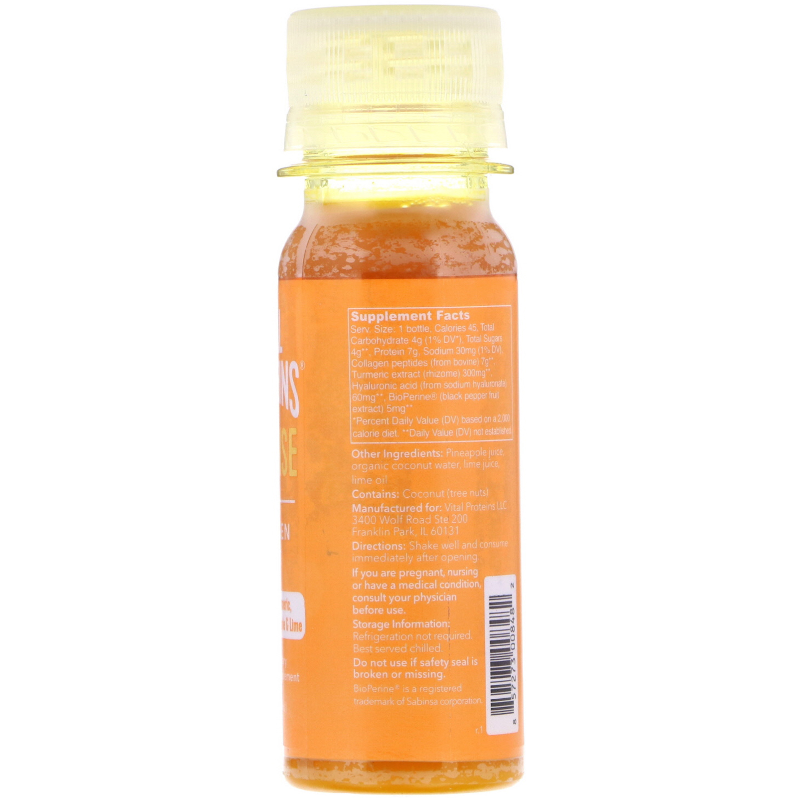 Comprar Vital Proteins, Collagen Shot, Defense, Turmeric, Pinapple & Lime, 2 fl oz (59 ml) - Imagem 2