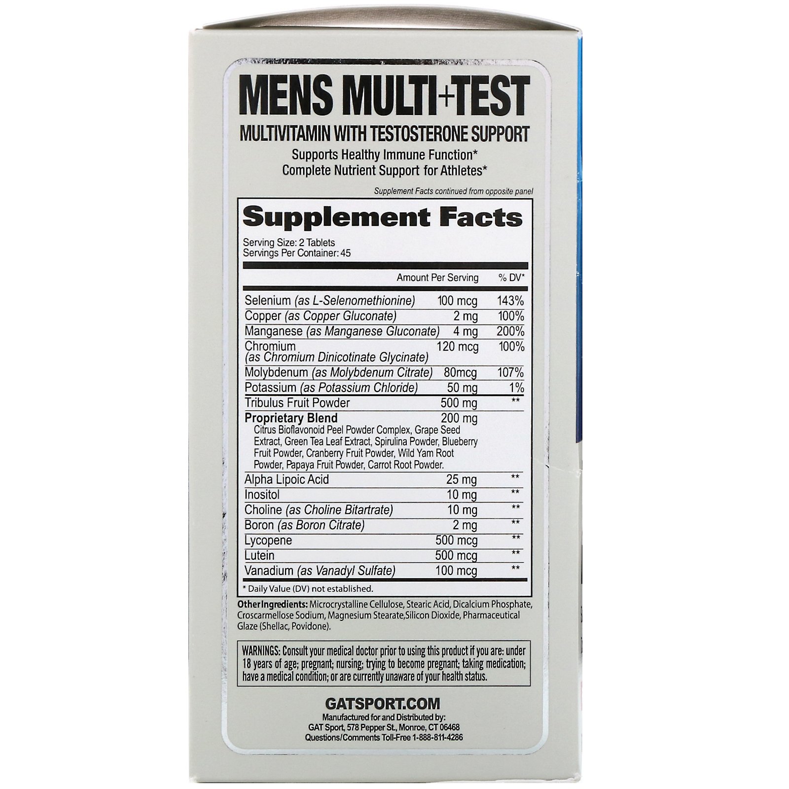 Comprar GAT, Men's Multi+Test, Multivitamínico com Suporte de Testosterona, 90 Comprimidos - Imagem 2