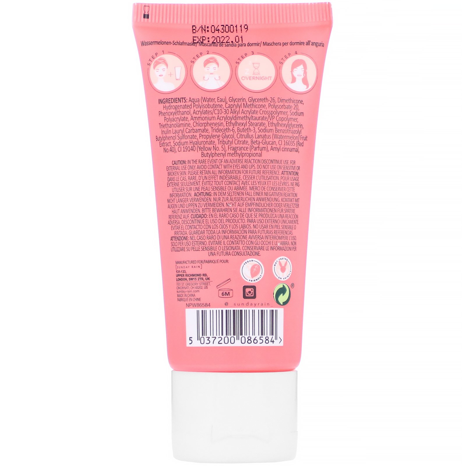 Comprar Sunday Rain, Tender Bliss, Sleep Mask, Watermelon, 1.69 fl oz (50 ml) - Imagem 2