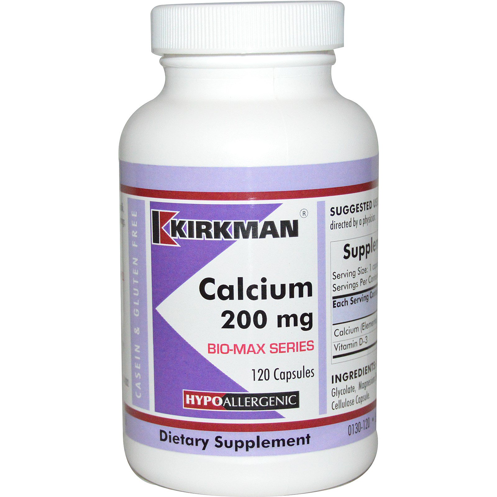 Comprar Kirkman Labs, Bio-Max Series, Cálcio, 200mg, 120 Cápsulas