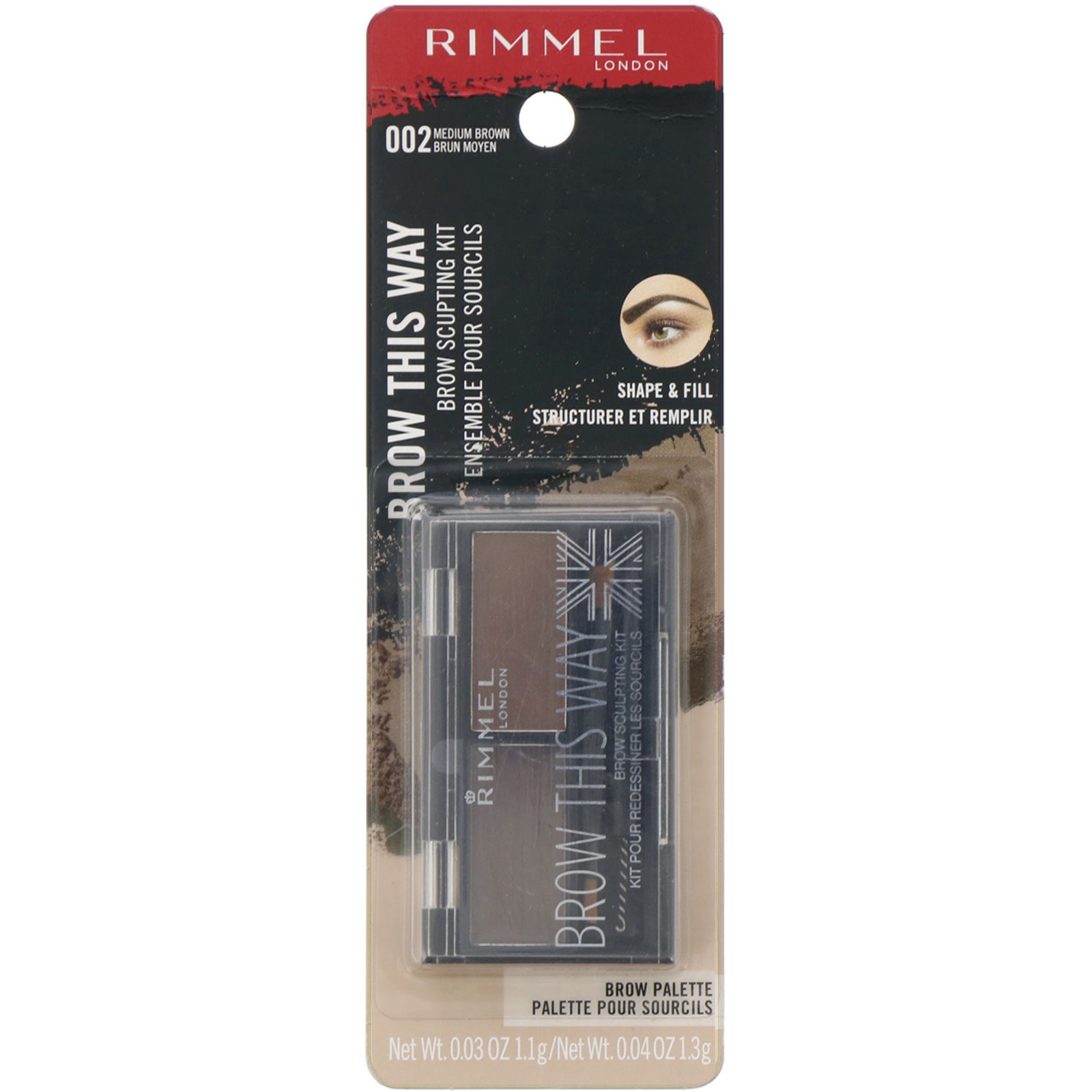 Comprar Rimmel London, Kit de sobrancelha Brow This Way Brow, 002 Marrom médio, 1 kit - Imagem 2