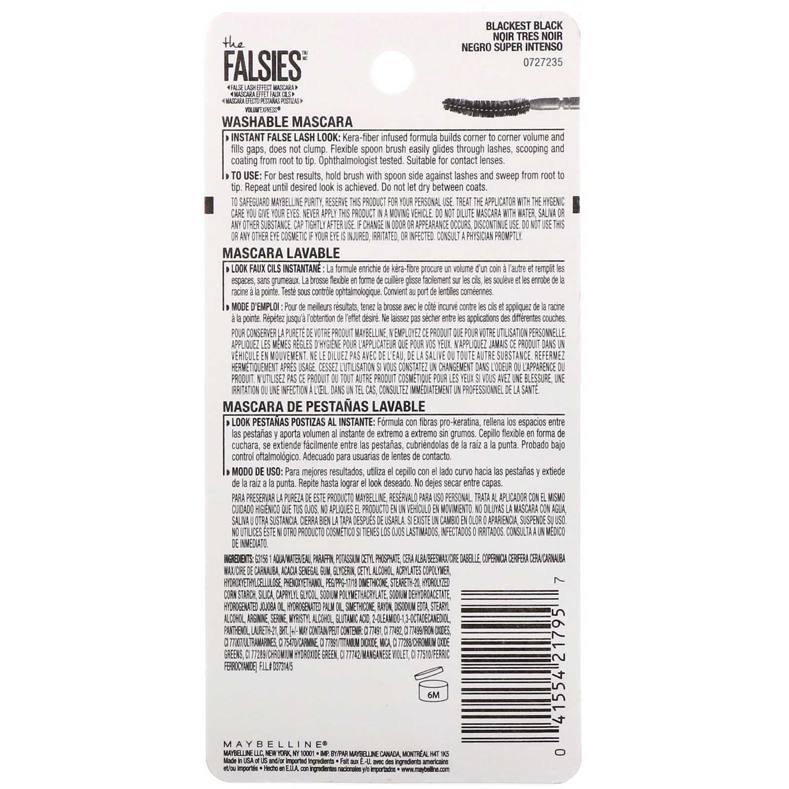 Comprar Maybelline, Máscara Volum’ Express, The Falsies, Blackest Black, 7,5 ml - Imagem 3