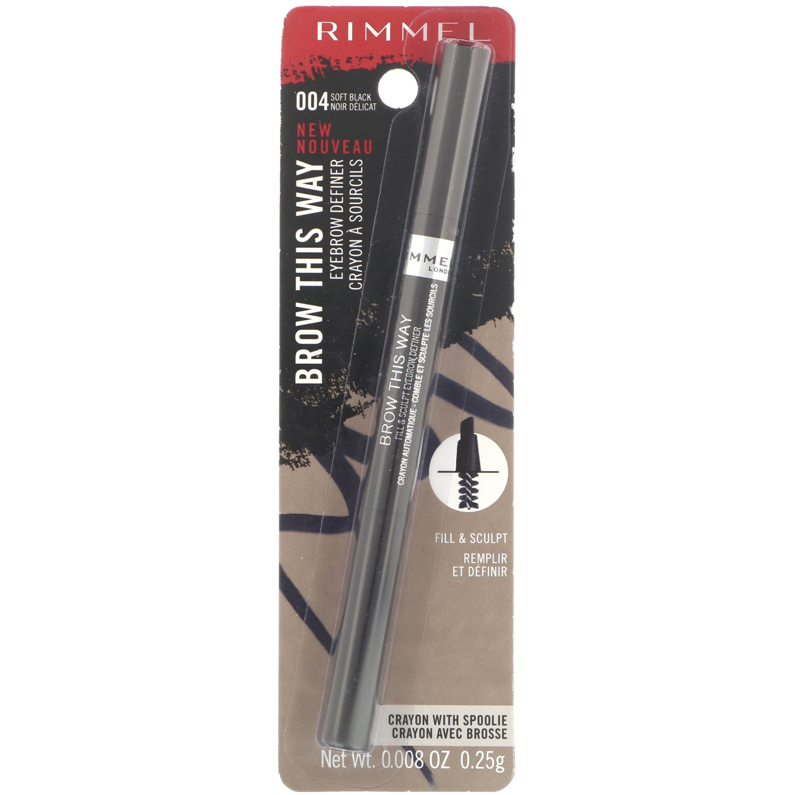 Comprar Rimmel London, Delineador de sobrancelha Brow This Way, 004 Preto leve, 0,25 g - Imagem 2