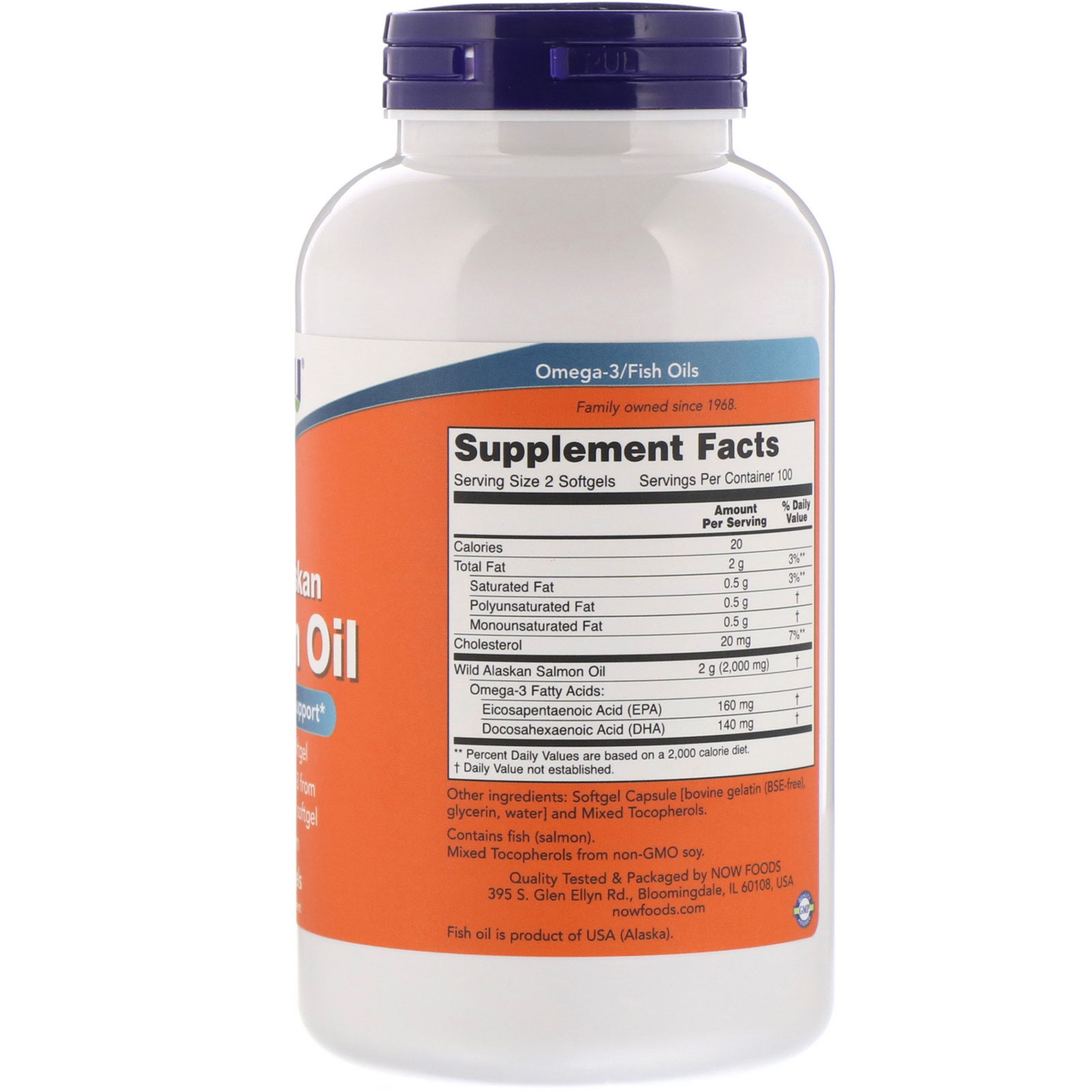 Comprar Now Foods, Wild Alaskan Salmon Oil, 200 Softgels - Imagem 2