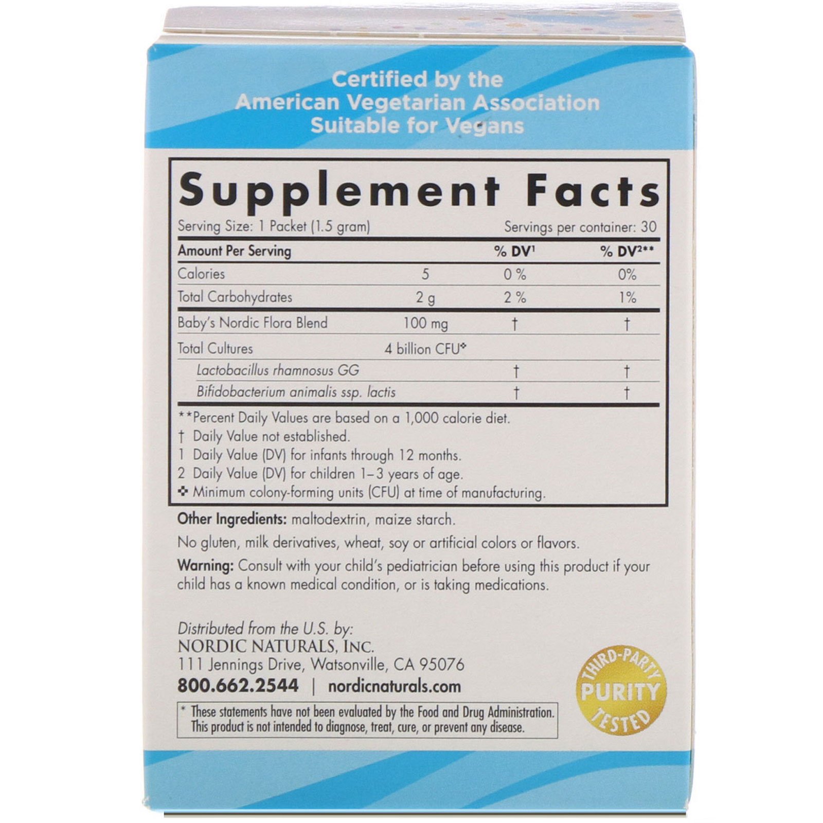 Comprar Nordic Naturals, Nordic Flora Baby's Probiotic Powder, Ages 6 Months - 3 Years, 4 Billion CFU, 30 Packets - Imagem 2