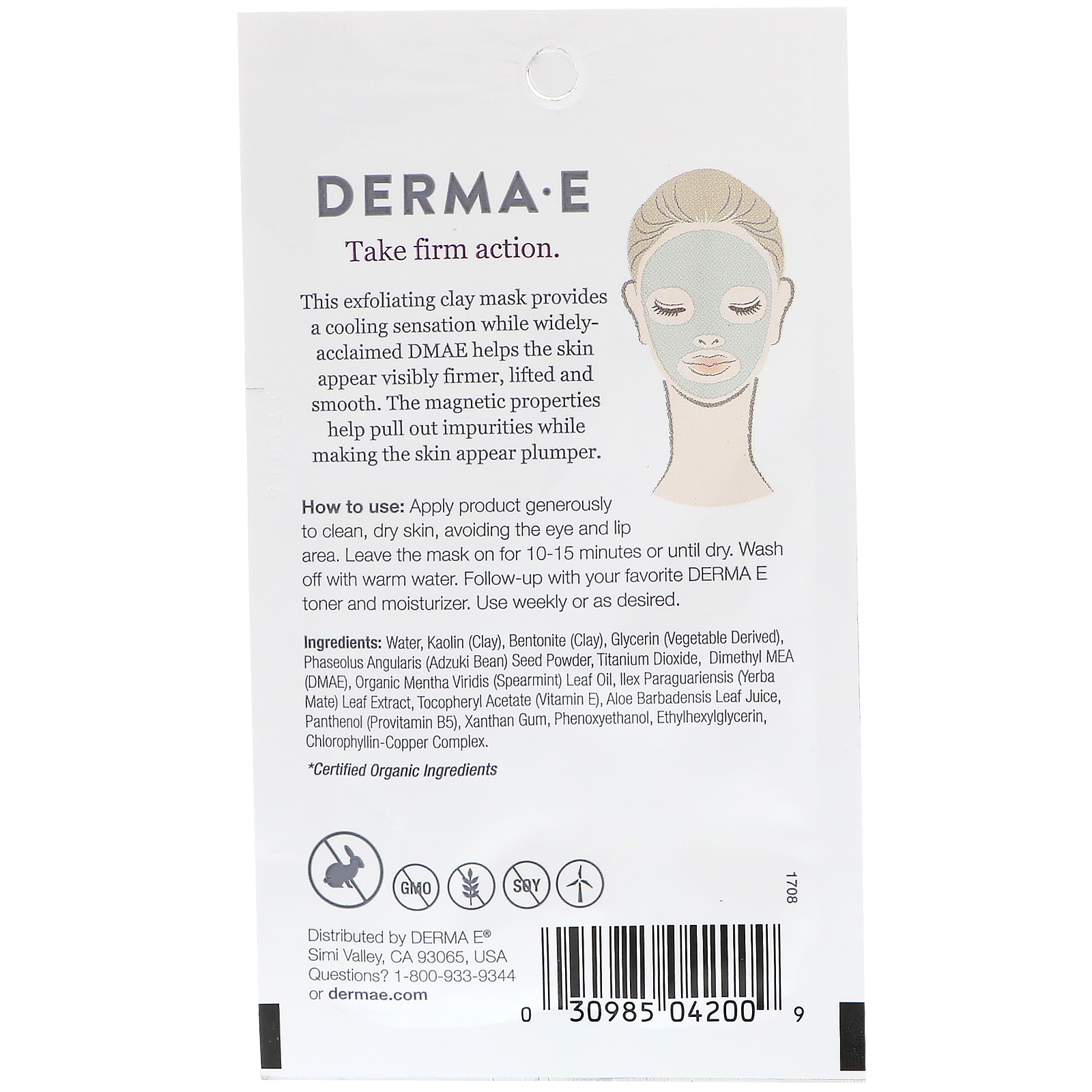 Comprar Derma E, Máscara de Argila Magnética Firmadora, Feijão-azuqui e Hortelã-verde, 10 g - Imagem 2
