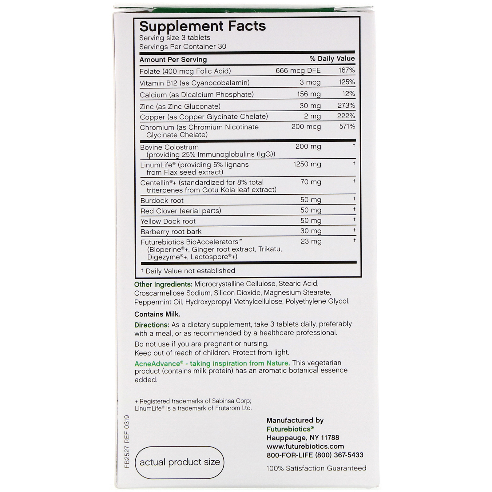 Comprar FutureBiotics, Acne Advance with Colostrum, 90 Comprimidos Vegetais - Imagem 2
