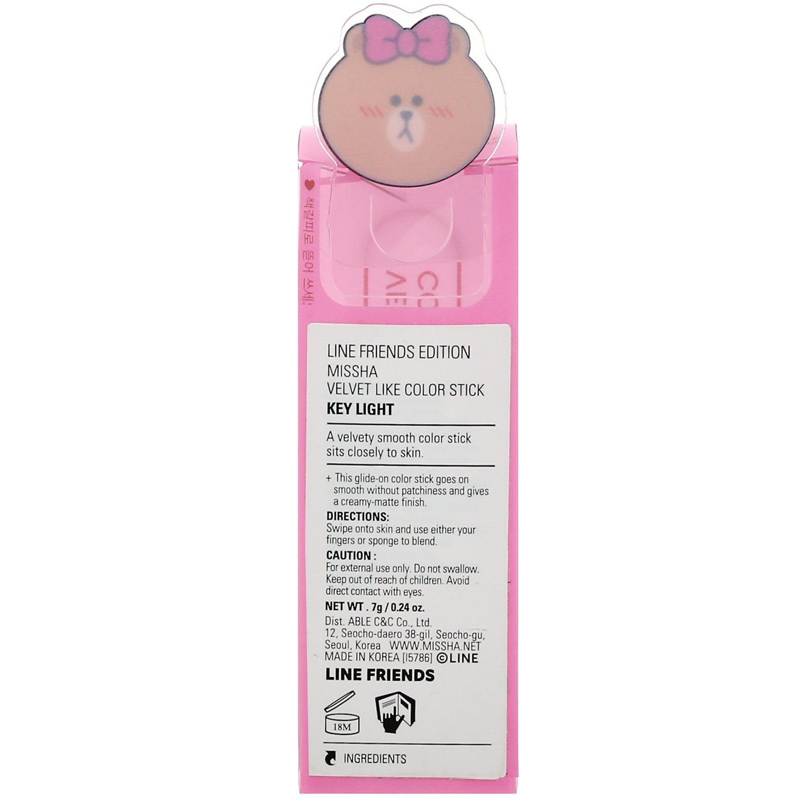 Comprar Missha, Line Friends Edition, Velvet Like Color Stick, Key Light, 0.24 oz (7 g) - Imagem 3