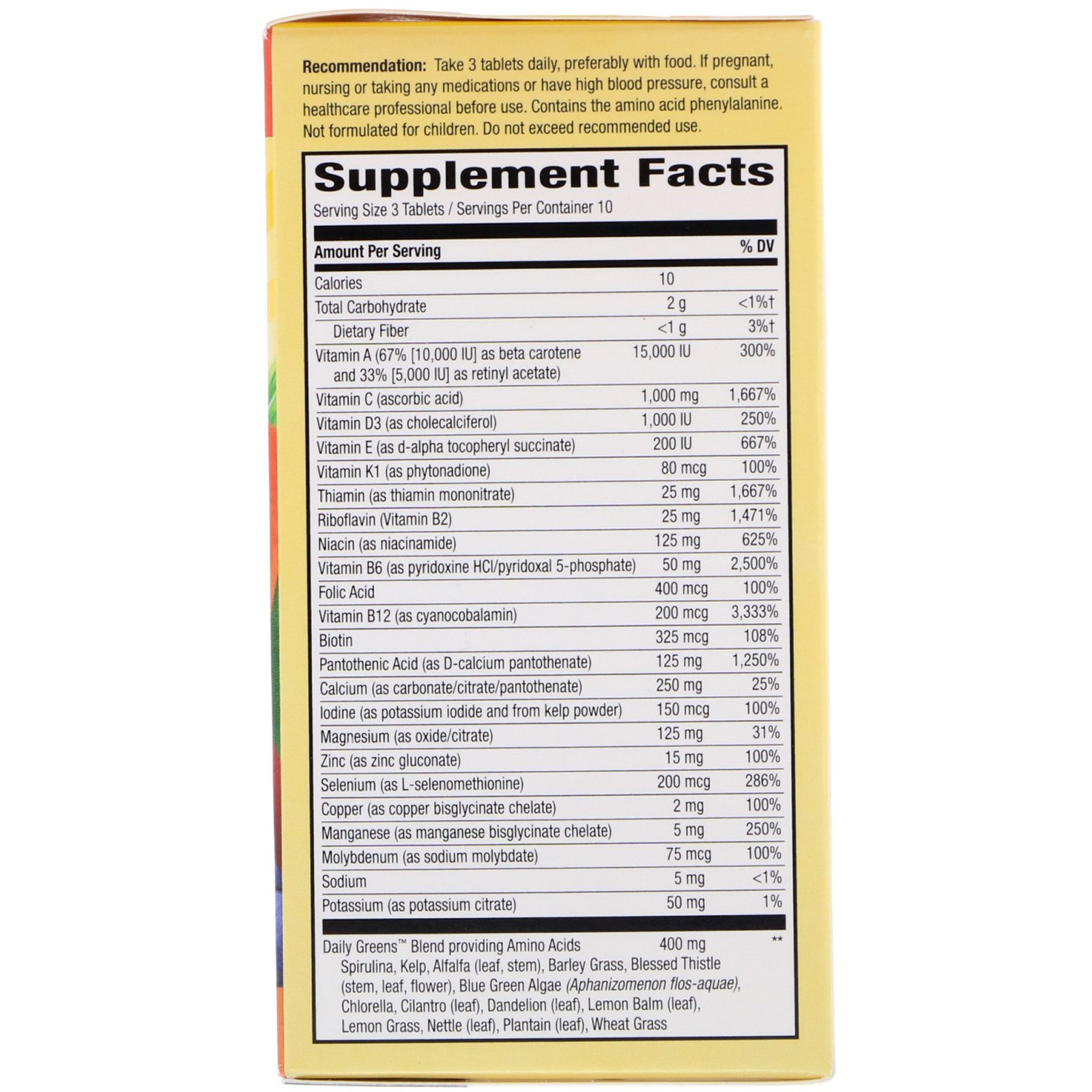Comprar Nature's Way, Alive! Max3 Diário, Multi-Vitaminas, sem adição de ferro, 30 comprimidos - Imagem 2
