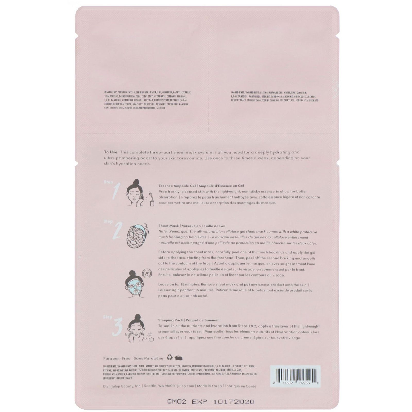 Comprar Julep, Triple Quench, Deep Hydration Sheet Mask System, 1 Set - Imagem 2