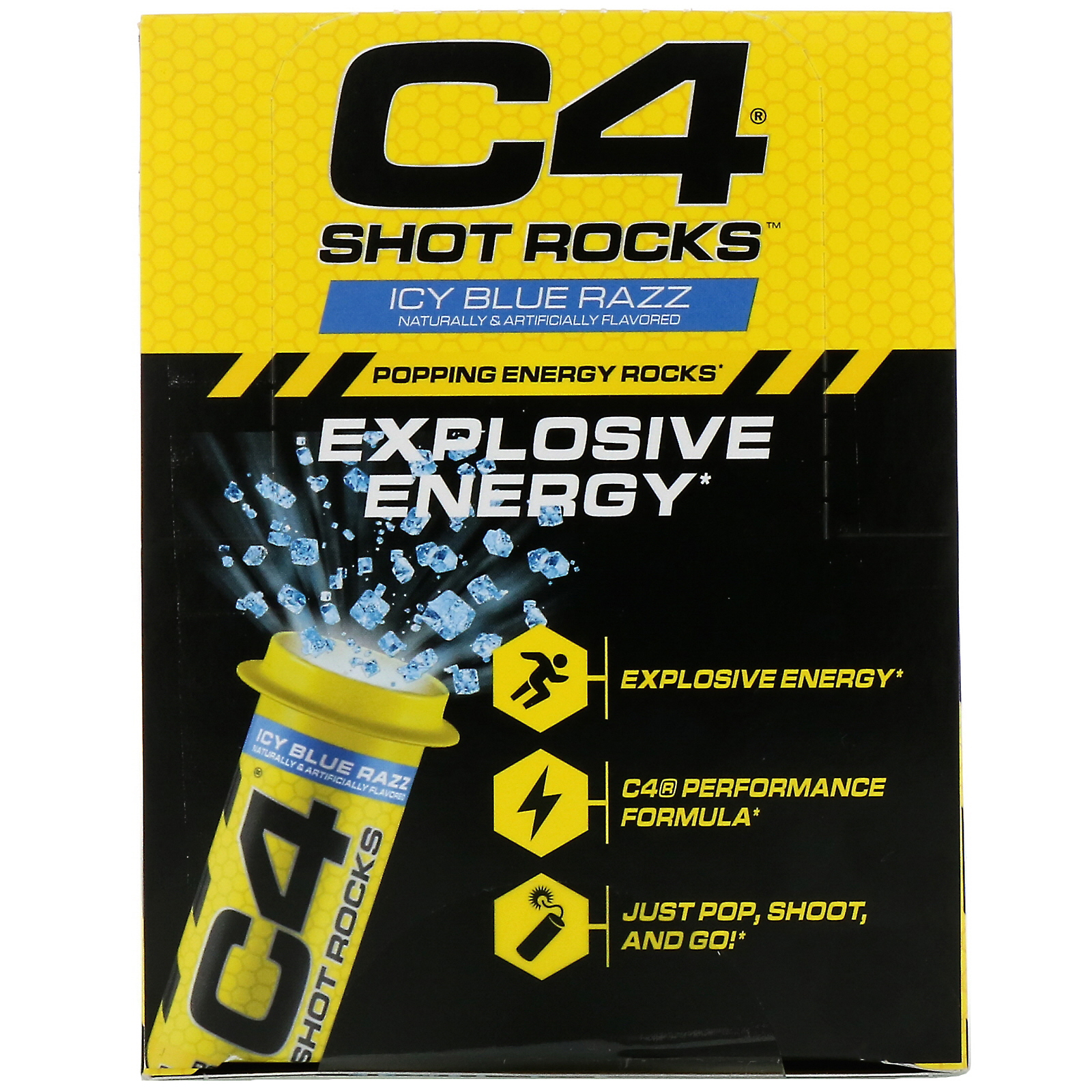 Comprar Cellucor, C4 Shot Rocks, Azul Provocante Gelado, 12 Frascos, 0,5 oz Cada - Imagem 2