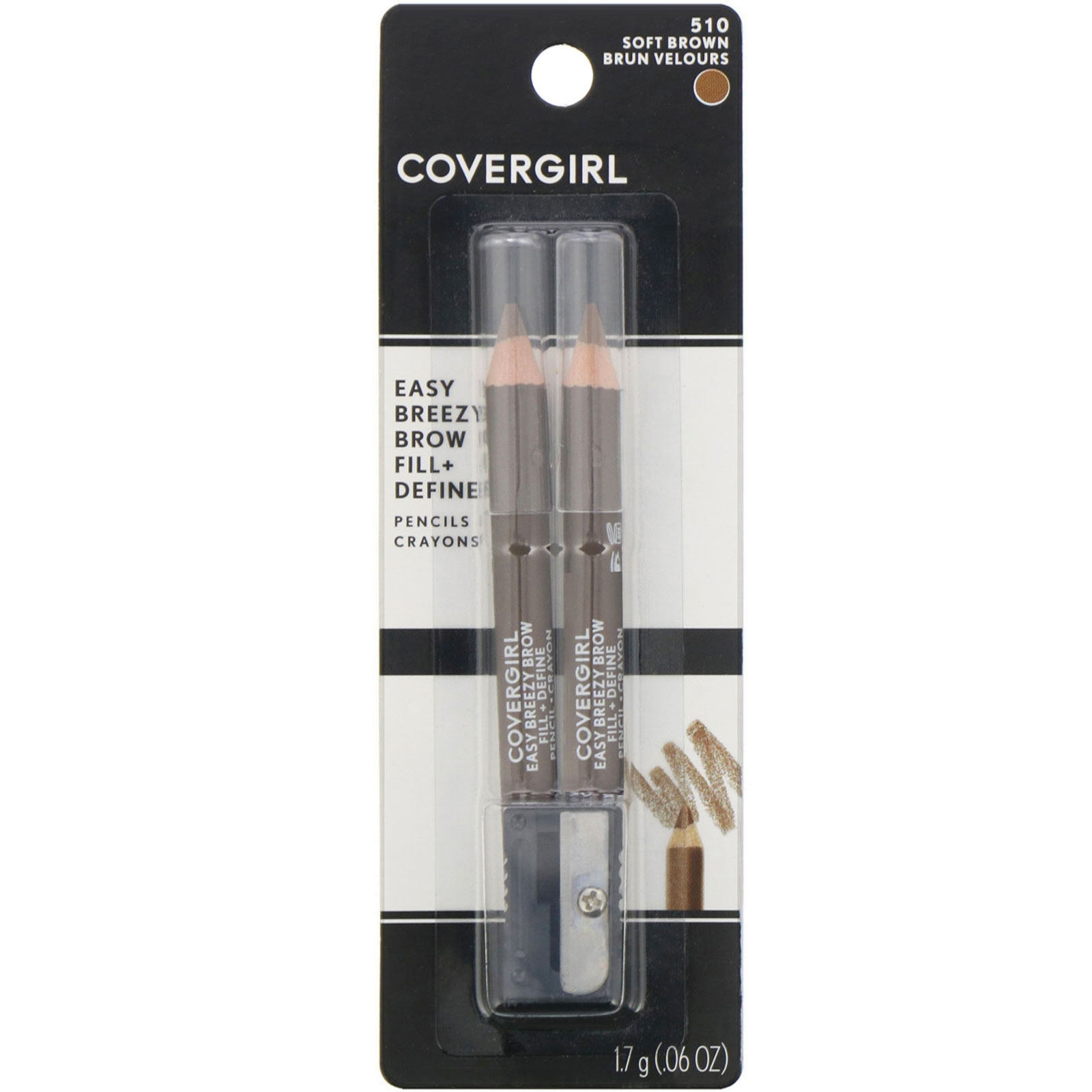 Comprar Covergirl, Easy Breezy, Lápis para definir e preencher a sobrancelha, 510 Castanho suave, 1,7 g - Imagem 2