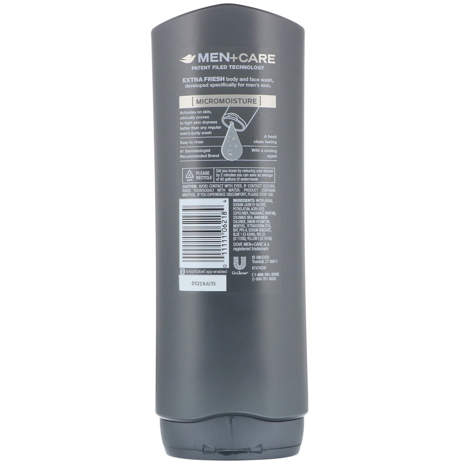 Comprar Dove, Men+Care, Body and Face Wash, Extra Fresh, 18 fl oz (532 ml) - Imagem 2