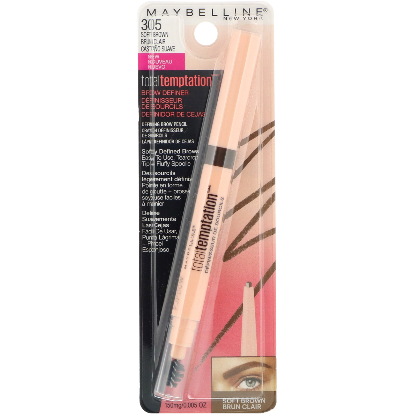 Comprar Maybelline, Total Temptation, definidor de sobrancelha, 305 Soft Brown, 150 mg - Imagem 2