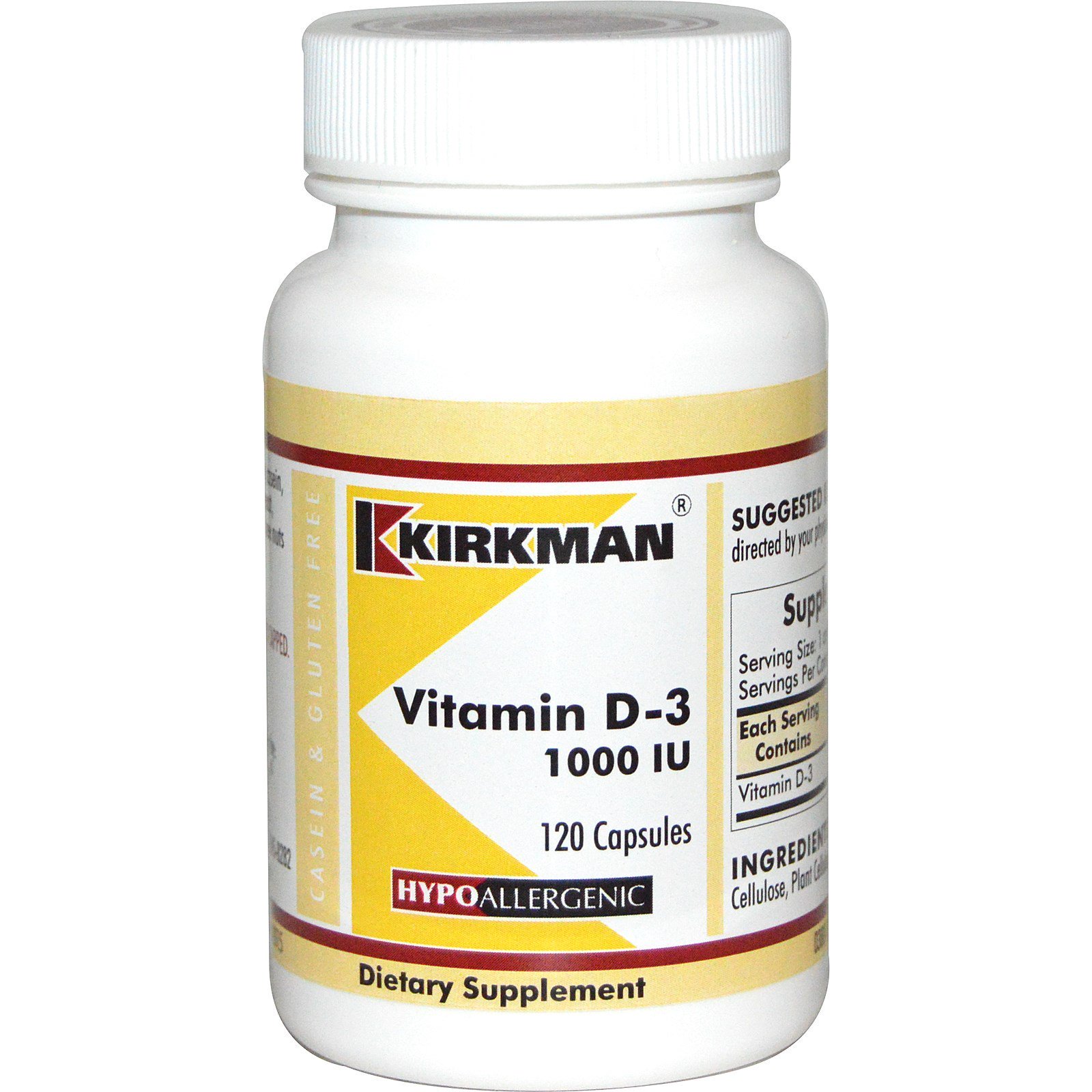 Comprar Kirkman Labs, Vitamina D-3, 1000 IU, 120 Cápsulas