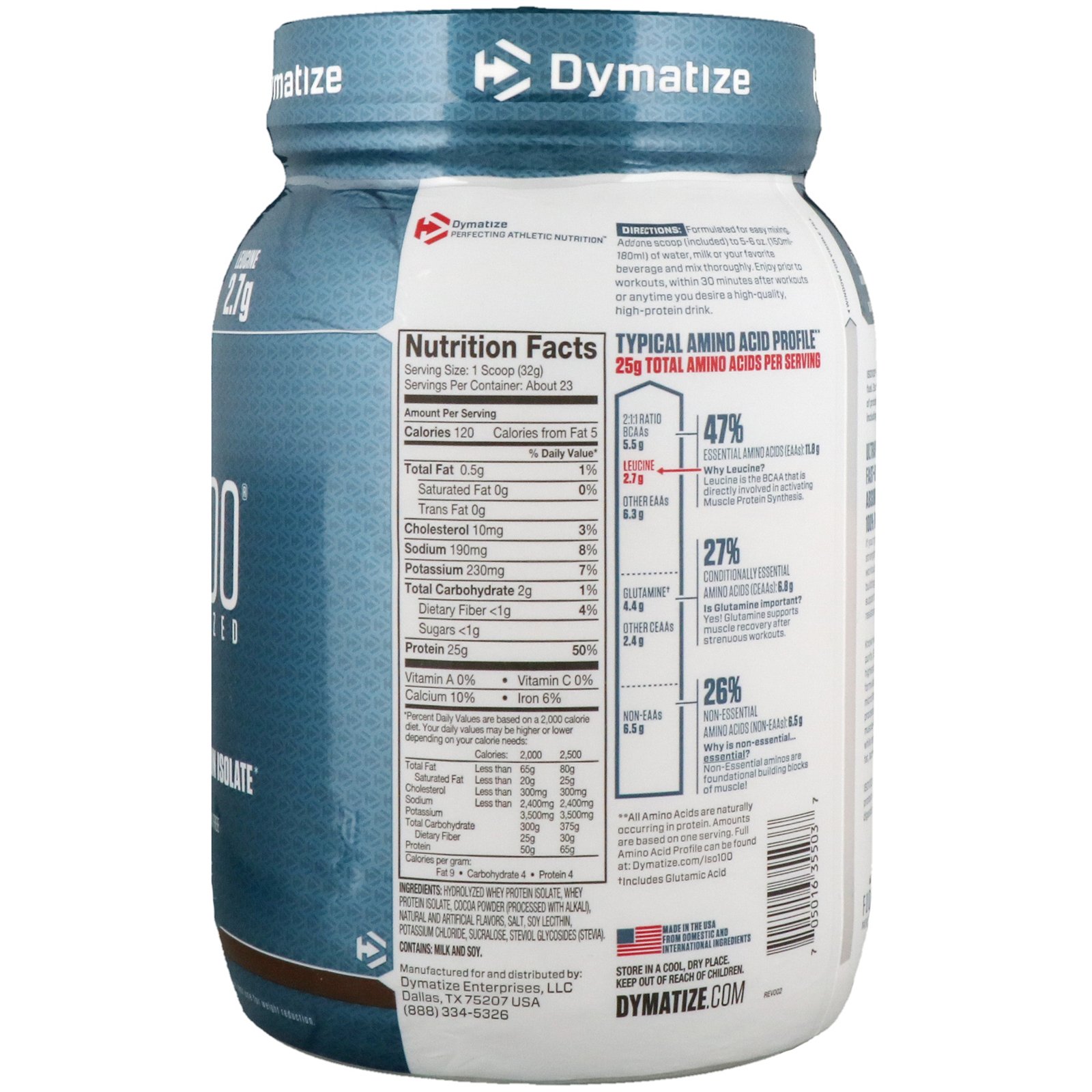 Comprar Dymatize Nutrition, ISO100 Hidrolisado, Isolado de Proteína 100% Whey, Brownie de Fudge, 725 g - Imagem 2