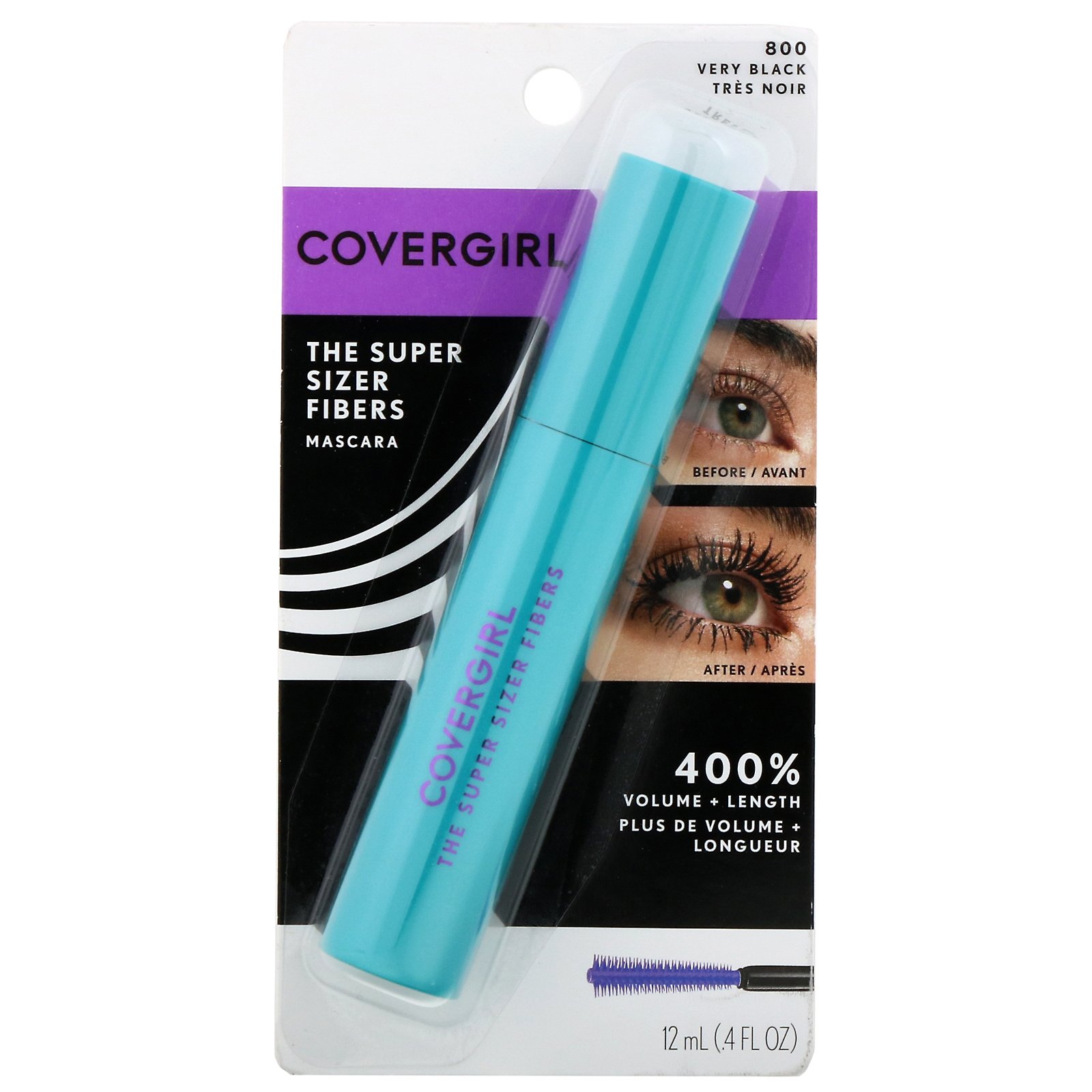 Comprar Covergirl, The Super Sizer Fibers, Rímel, 800 Muito preto, 12 ml - Imagem 2