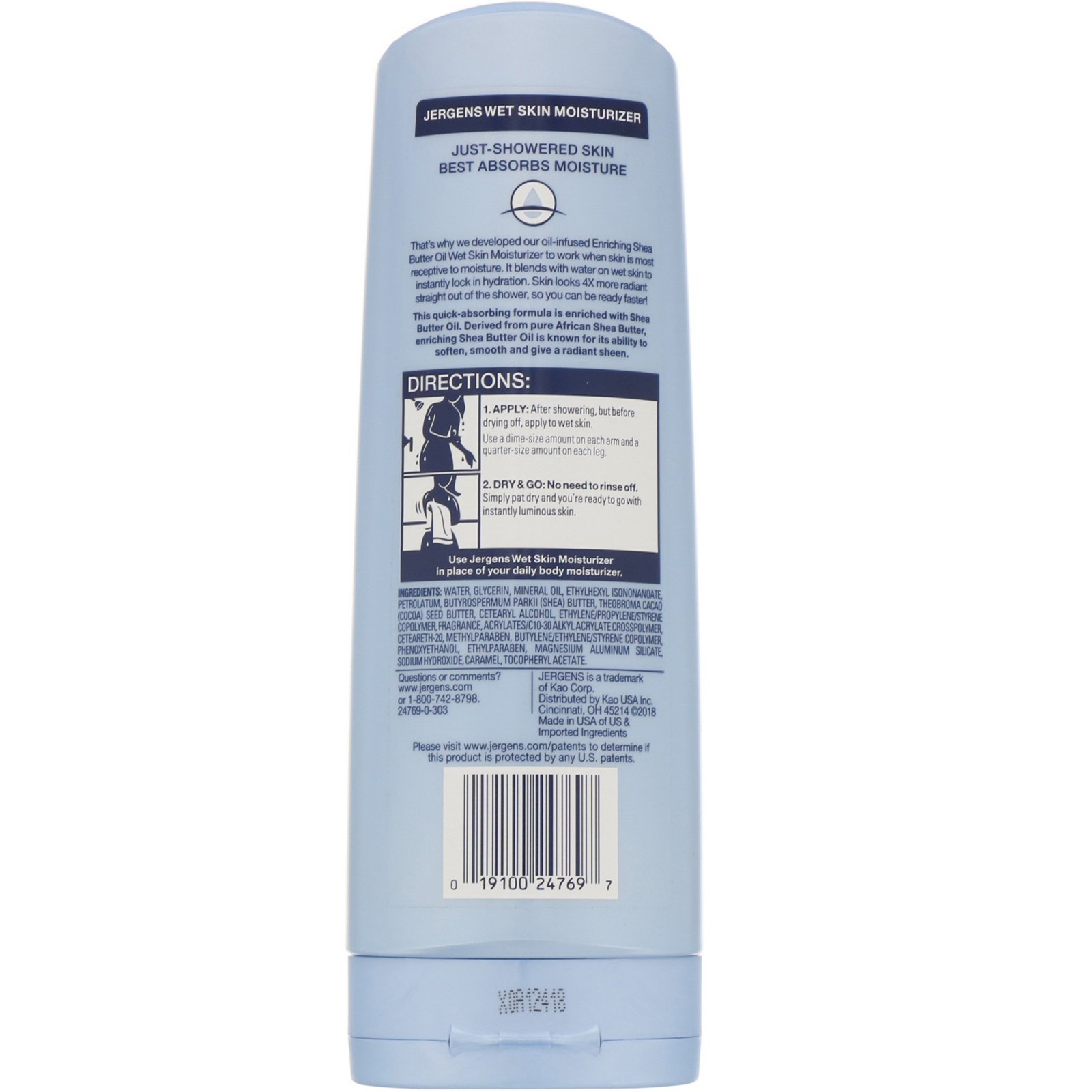 Comprar Jergens, Hidratante para pele molhada, Óleo de manteiga de karité, 10 fl oz (295 ml) - Imagem 2