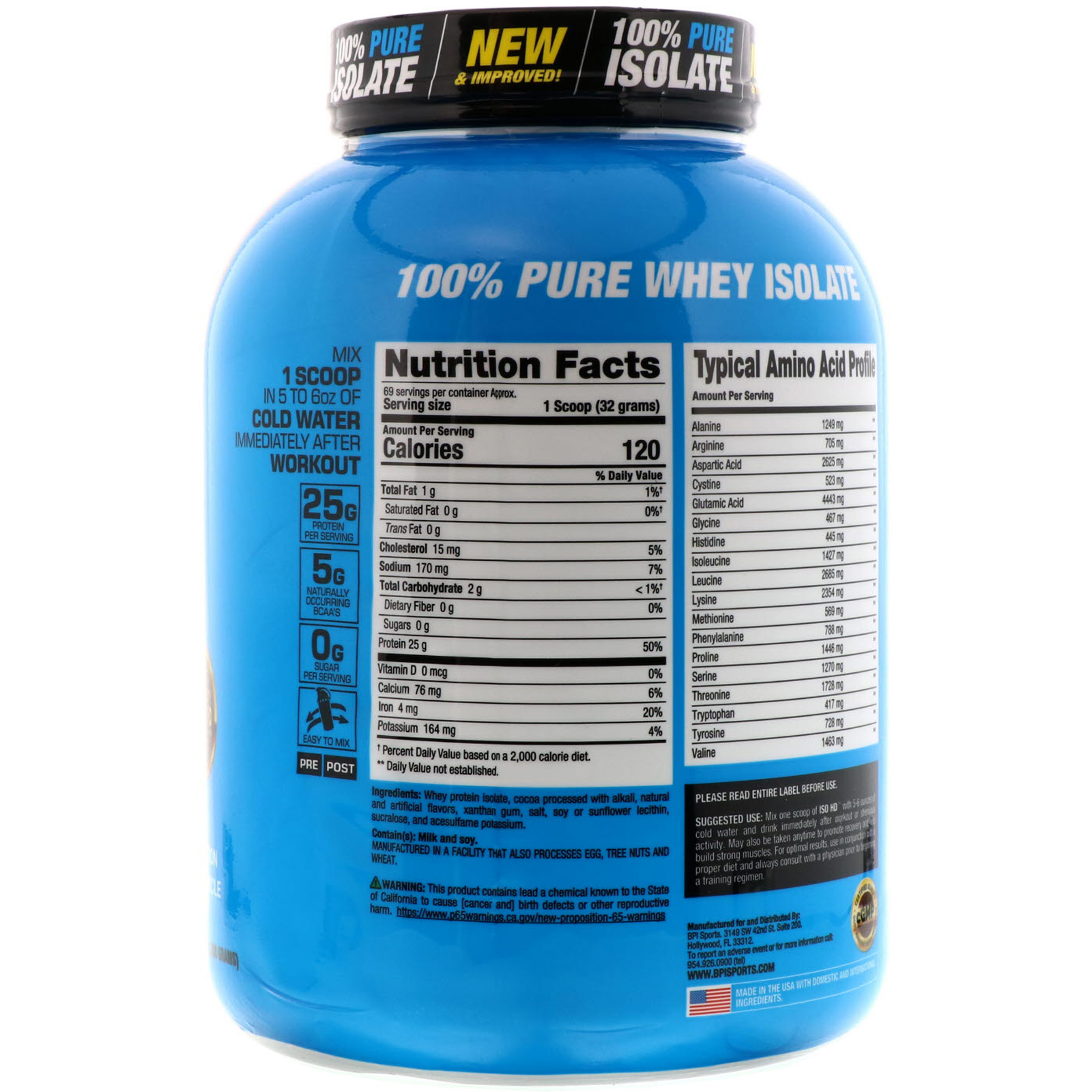 Comprar BPI Sports, ISO HD, Proteína Isolada 100% Pura, Brownie de Chocolate, 2.208 g (4,9 lb) - Imagem 2