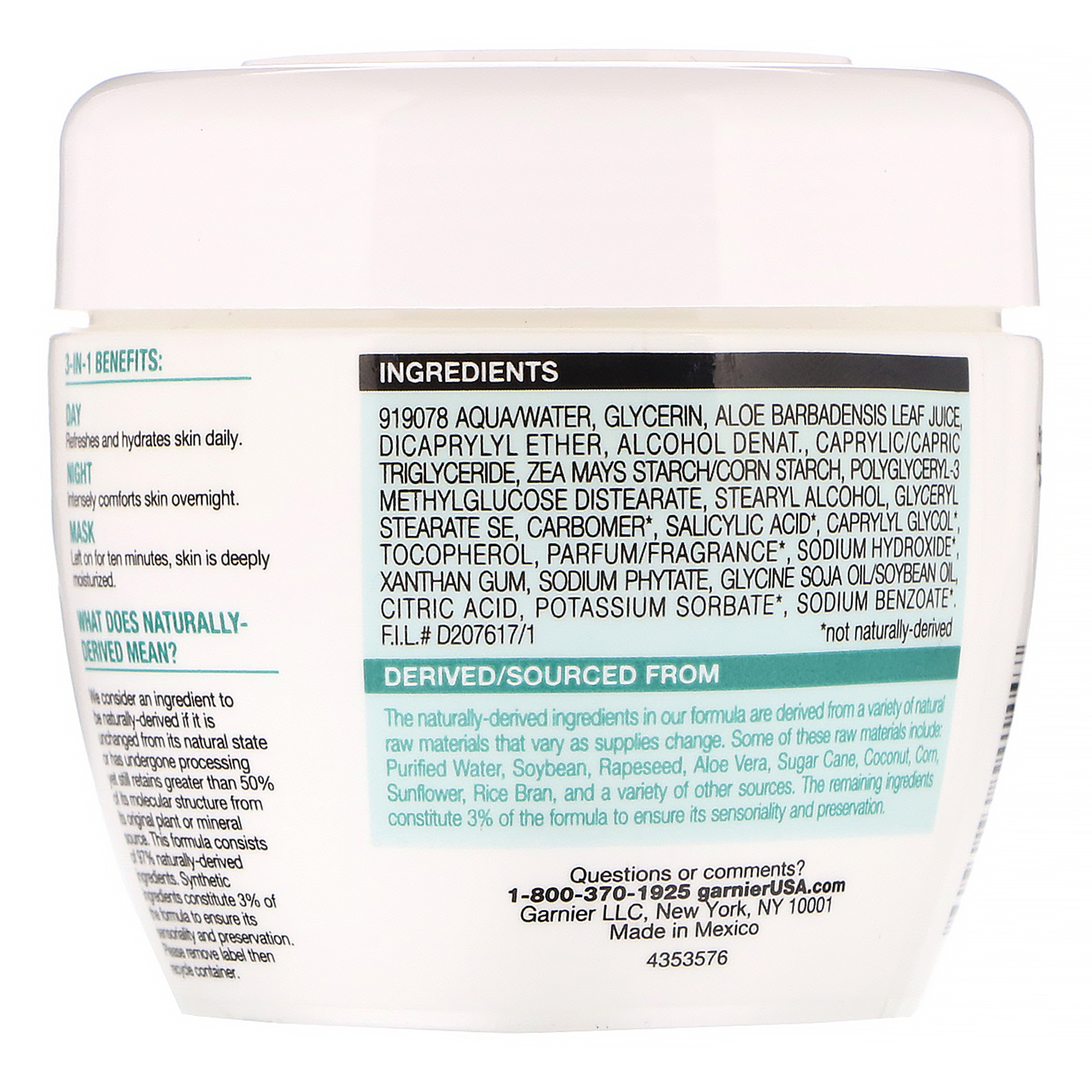 Comprar Garnier, SkinActive, Hydrating 3-in-1 Moisturizer with Aloe Juice, 6.75 fl oz (200 ml) - Imagem 2
