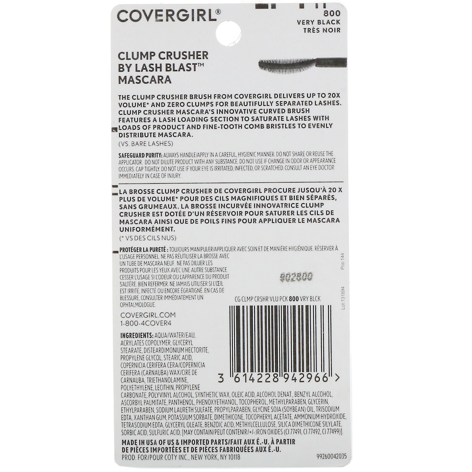 Comprar Covergirl, Lash Blast, Rímel Clump Crusher, 800 Muito preto, 2 unidades, 13,1 ml cada - Imagem 3