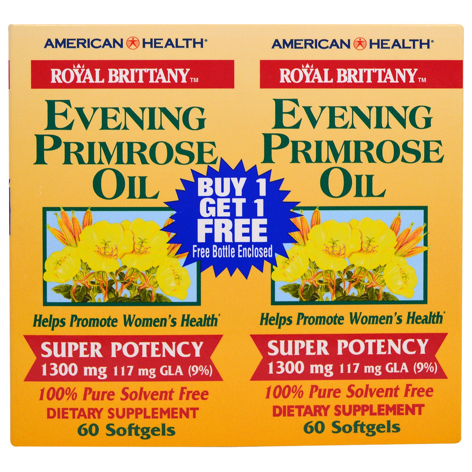 Comprar American Health, Royal Brittany, Óleo de Prímula, 1300 mg, 2 Frascos, 60 Softgels Cada