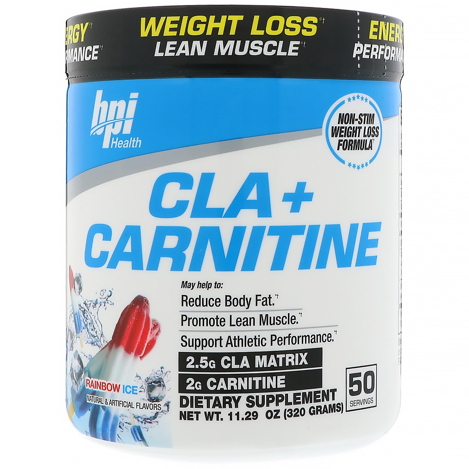 Comprar BPI Sports, CLA + Carnitina, Gelo de Arco-Íris, 11,29 oz (320 g)