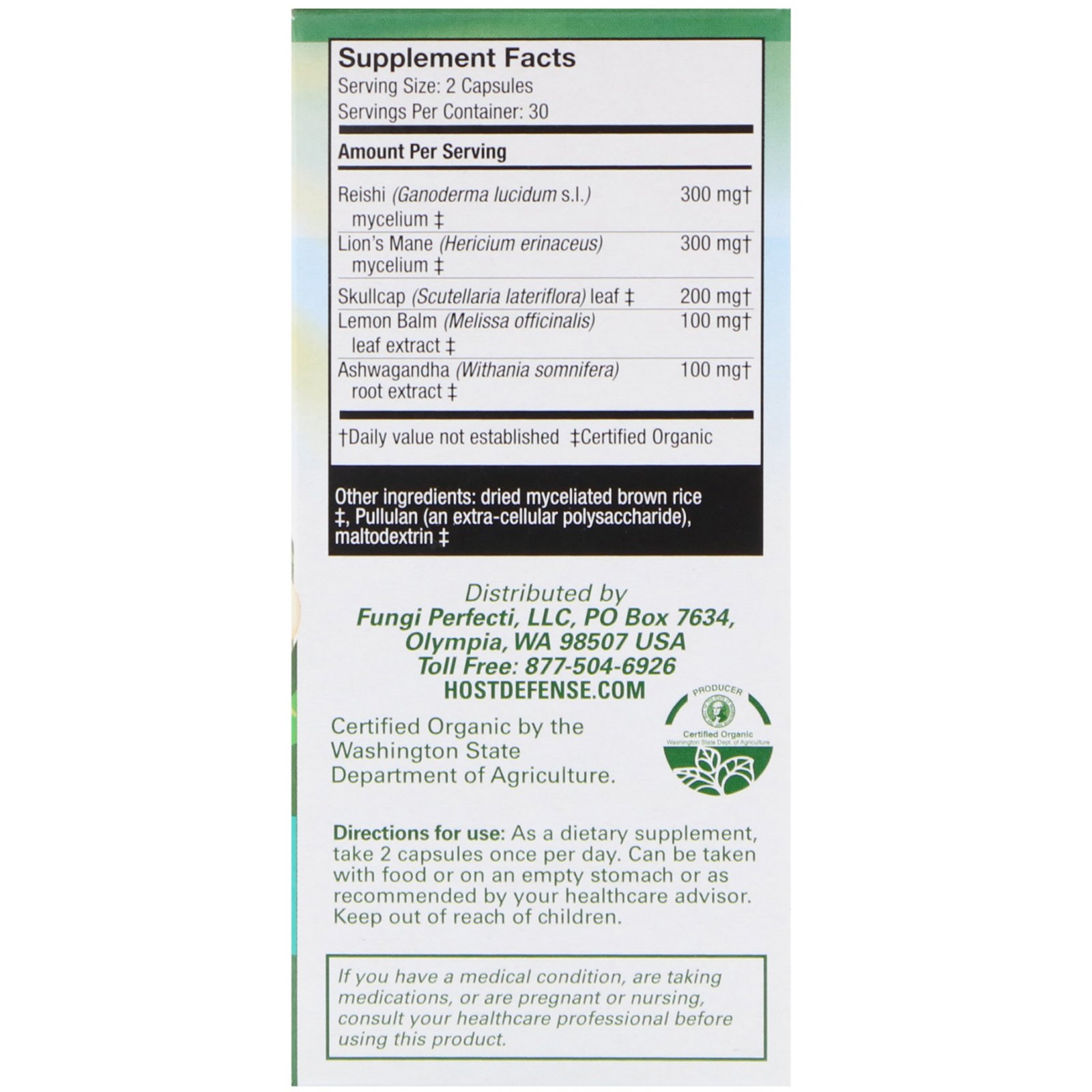 Comprar Fungi Perfecti, MycoBotanicals, Redução de Estresse, 60 Cápsulas Vegetarianas - Imagem 2