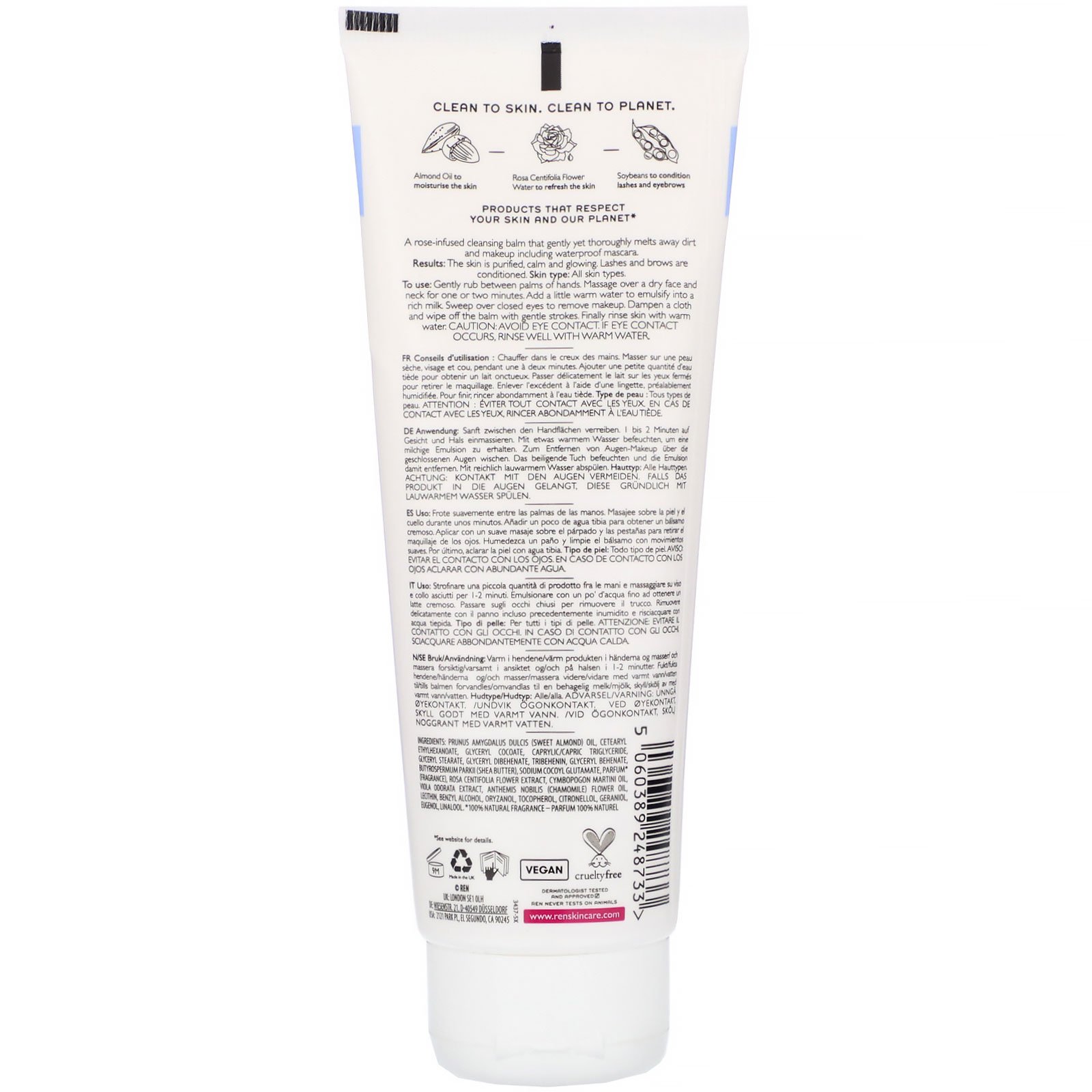 Comprar Ren Skincare, Rosa Centifolia, No.1 Purity Cleansing Balm, 3.3 fl oz (100 ml) - Imagem 2