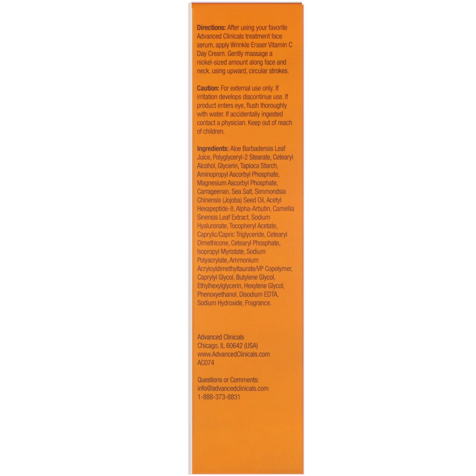 Comprar Advanced Clinicals, Wrinkle Eraser, Vitamin C Day Cream, 4 fl oz (118 ml) - Imagem 3