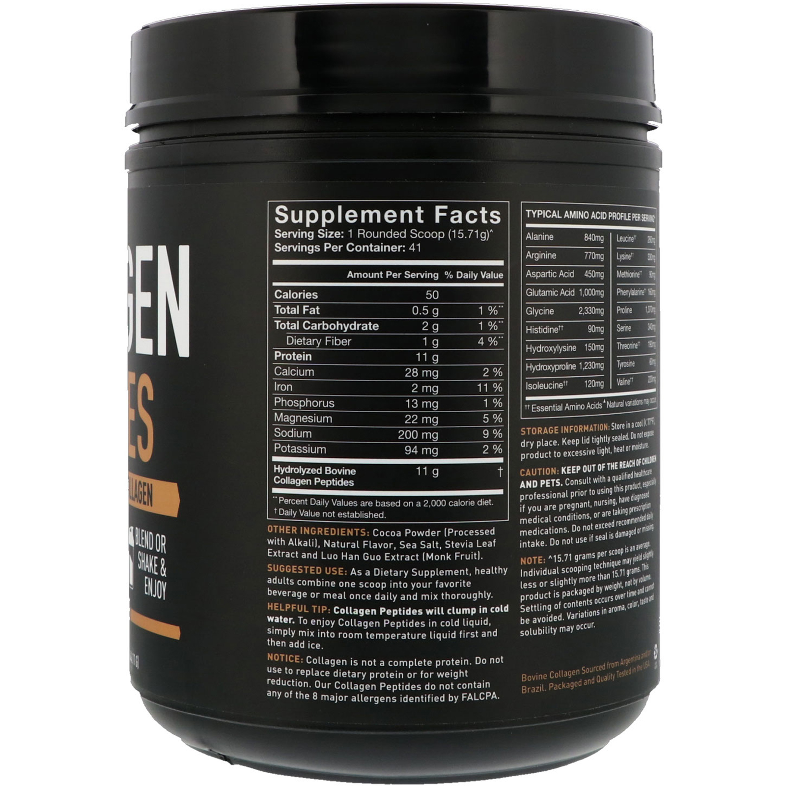 Comprar Sports Research, Pepitídeos de Colágeno, Colágeno Hidrolisado Tipo I e III, Chocolate Amargo, 22,72 oz (644,11 g) - Imagem 2