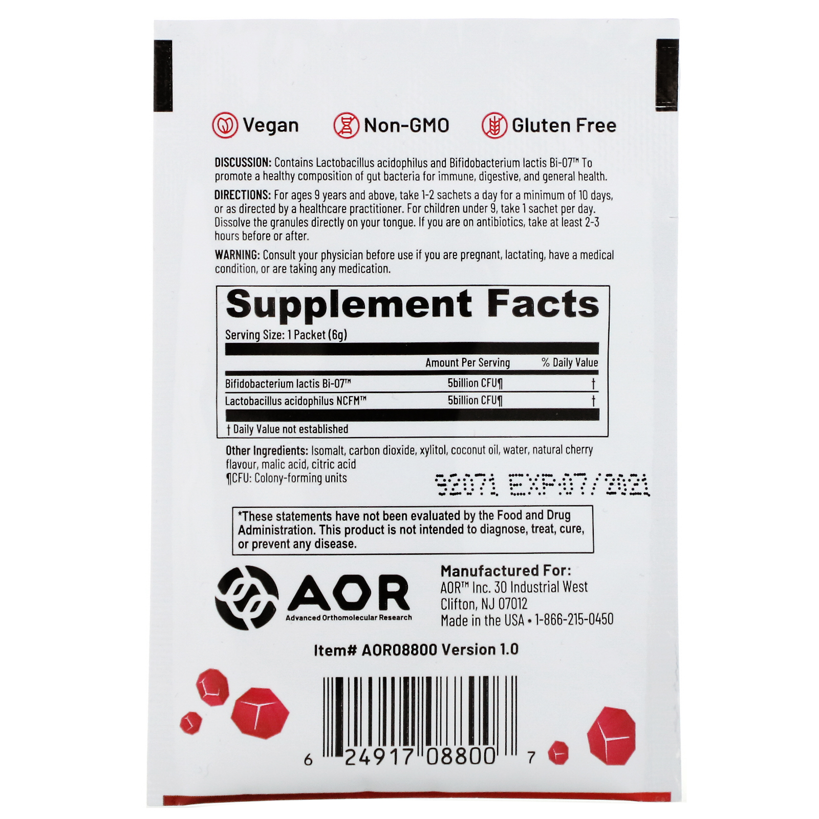 Comprar Advanced Orthomolecular Research AOR, Lava Rox, Probiótico para Saúde Imunológica, Sabor Natural de Cereja, 6 g (0,2 oz) - Imagem 2
