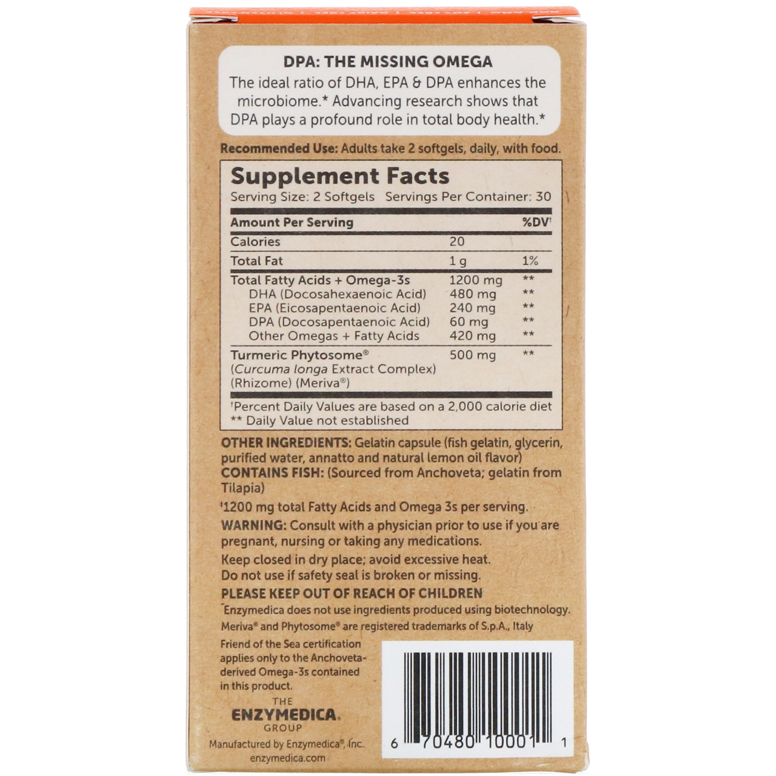 Comprar Enzymedica, Aqua Biome, Fish Oil + Meriva Curcumin, Lemon Flavor, 1,200 mg, 60 Softgels - Imagem 2