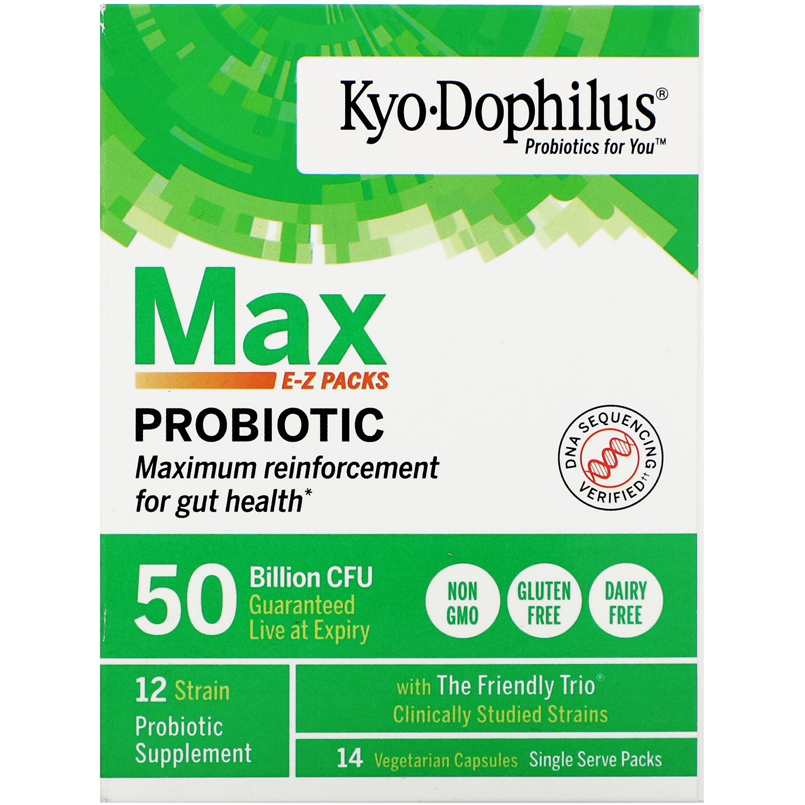 Comprar Kyolic, Kyo-Dophilus, E-Z Packs de Probiótico Max, 50 Bilhões de UFCs, 14 Cápsulas Vegetarianas